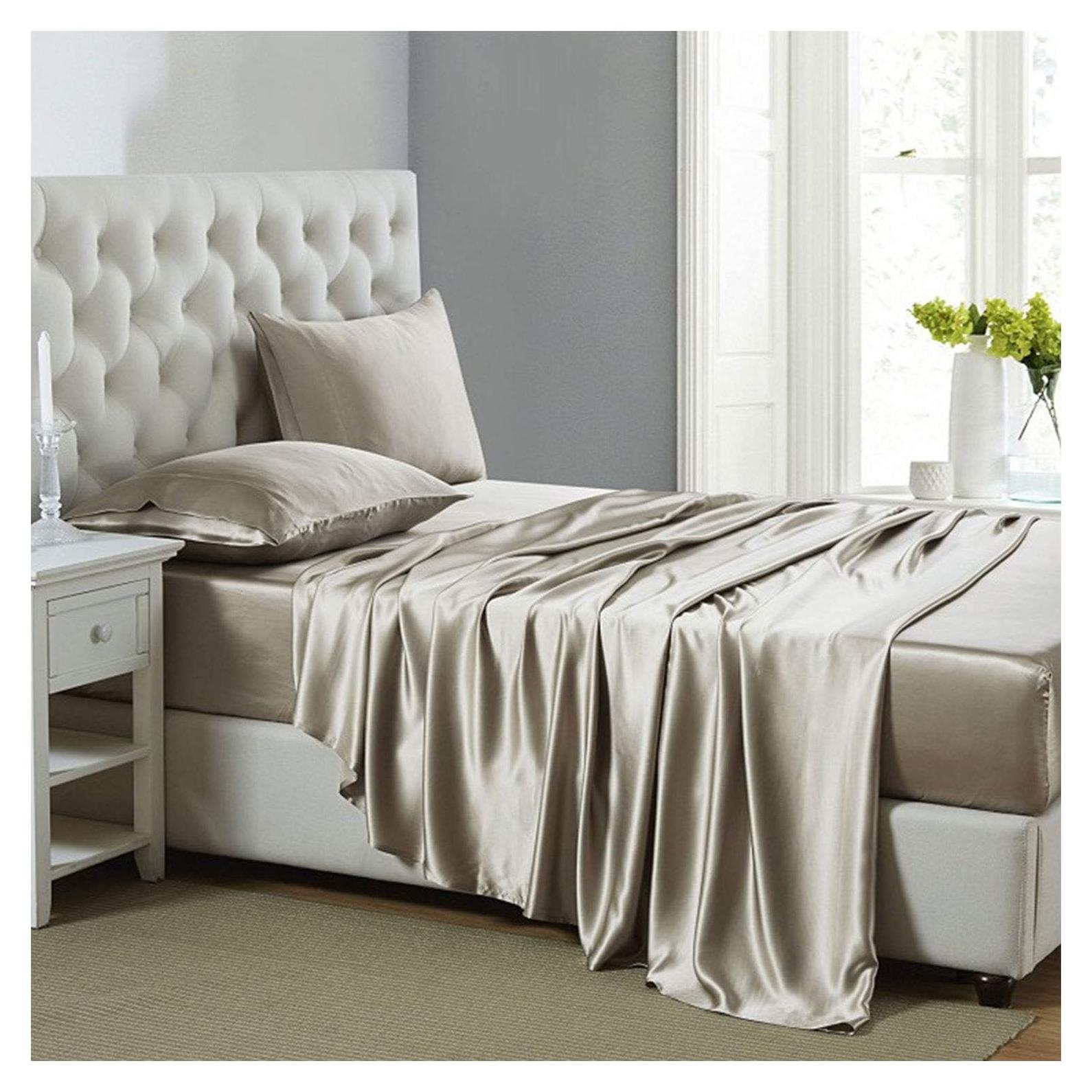 Juego de Sábanas de Satén Lanest Housing King Taupe 400 Hilos