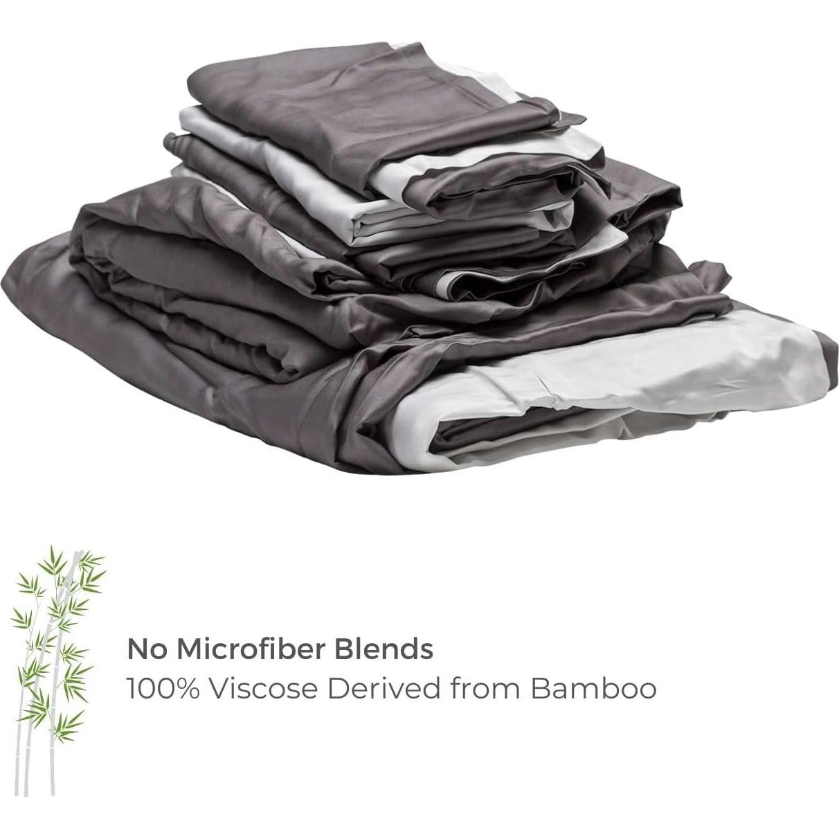 Juego de Sábanas Rey 6p Viscosa Bambú Wooflinen Gris Moderno