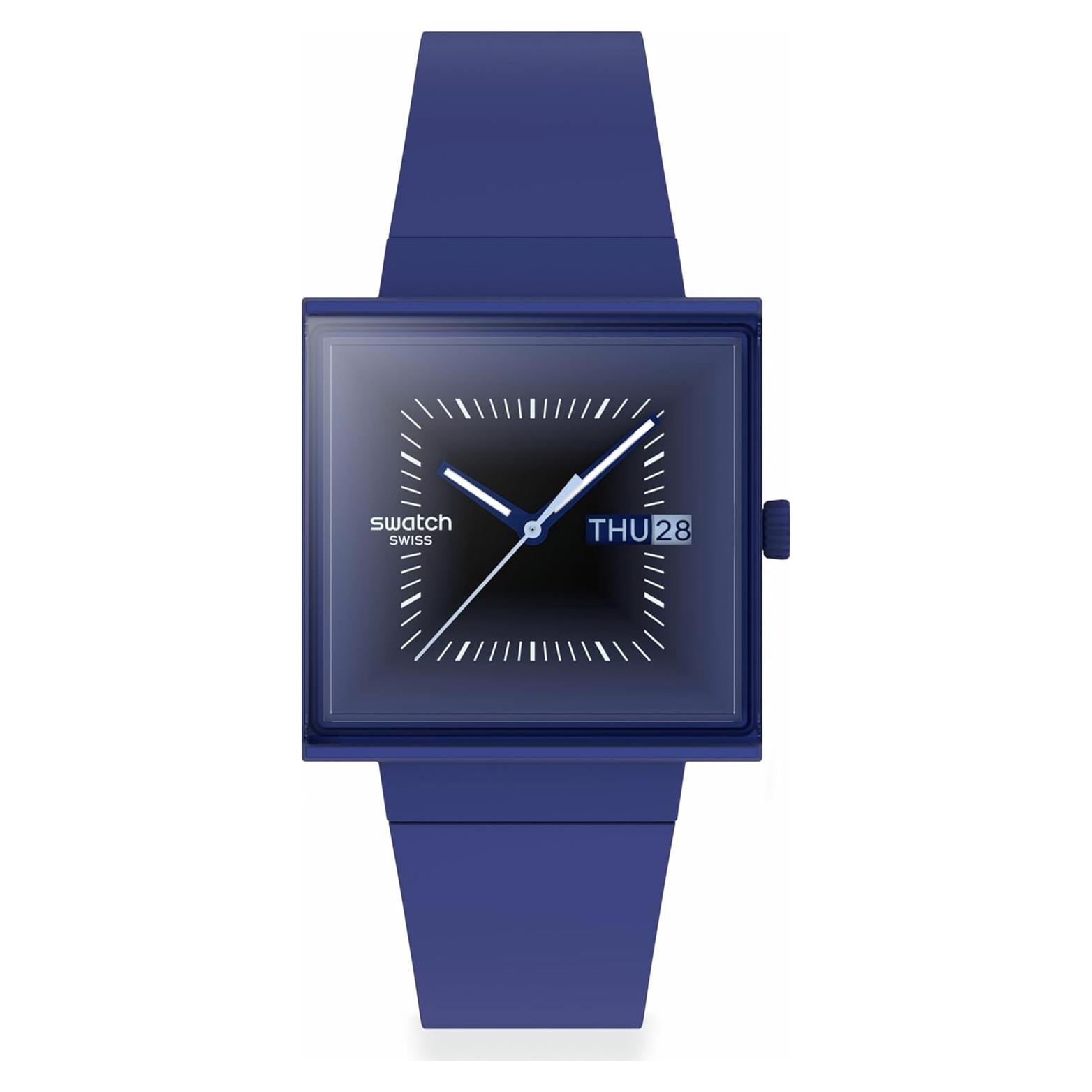 Reloj Unisex Swatch Bioceramic Cuadrado Azul 42mm Cuarzo