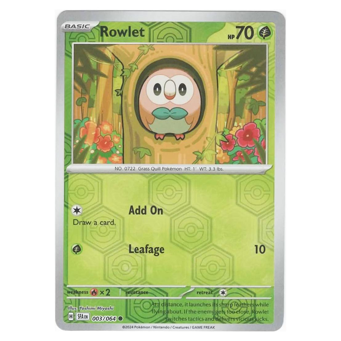 Pokemon – Rowlet 003/064 - Shrouded Fable – Reverse Foil – Single Card