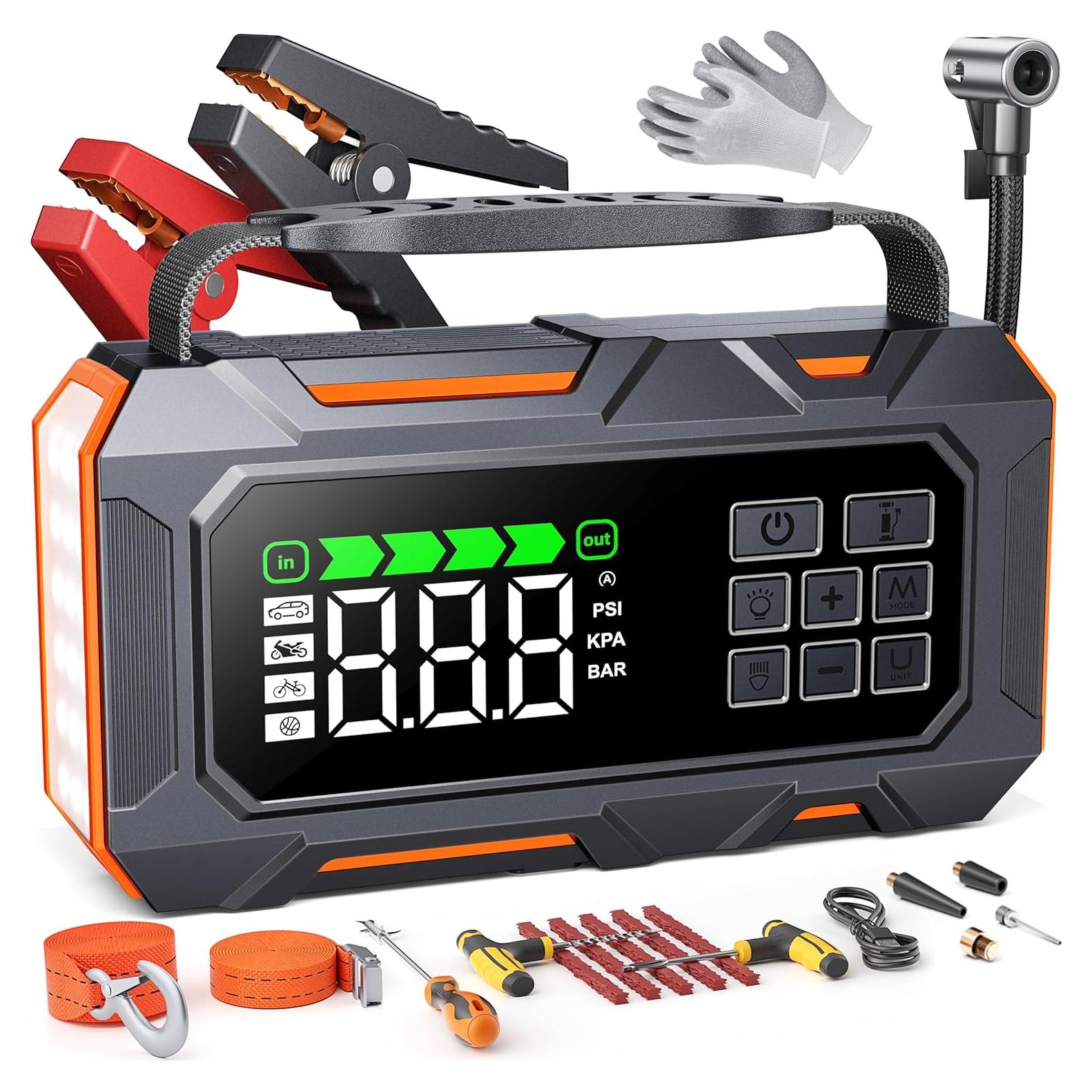 Arrancador de coche TREKURE TK20 14 en 1 con compresor 160PSI