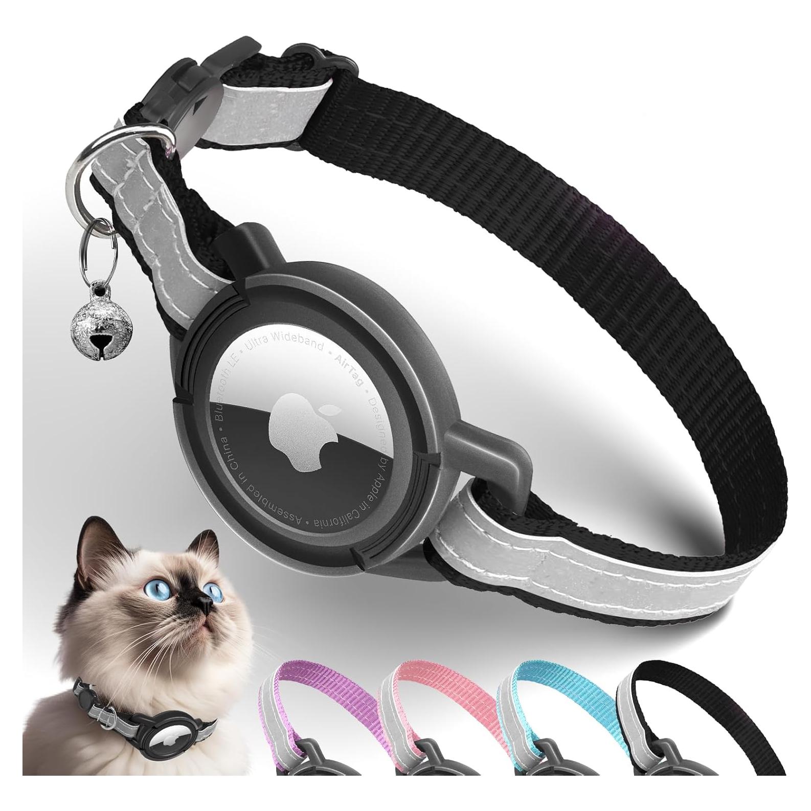 Collar Reflectante para Gato Odokele con Soporte AirTag - Negro