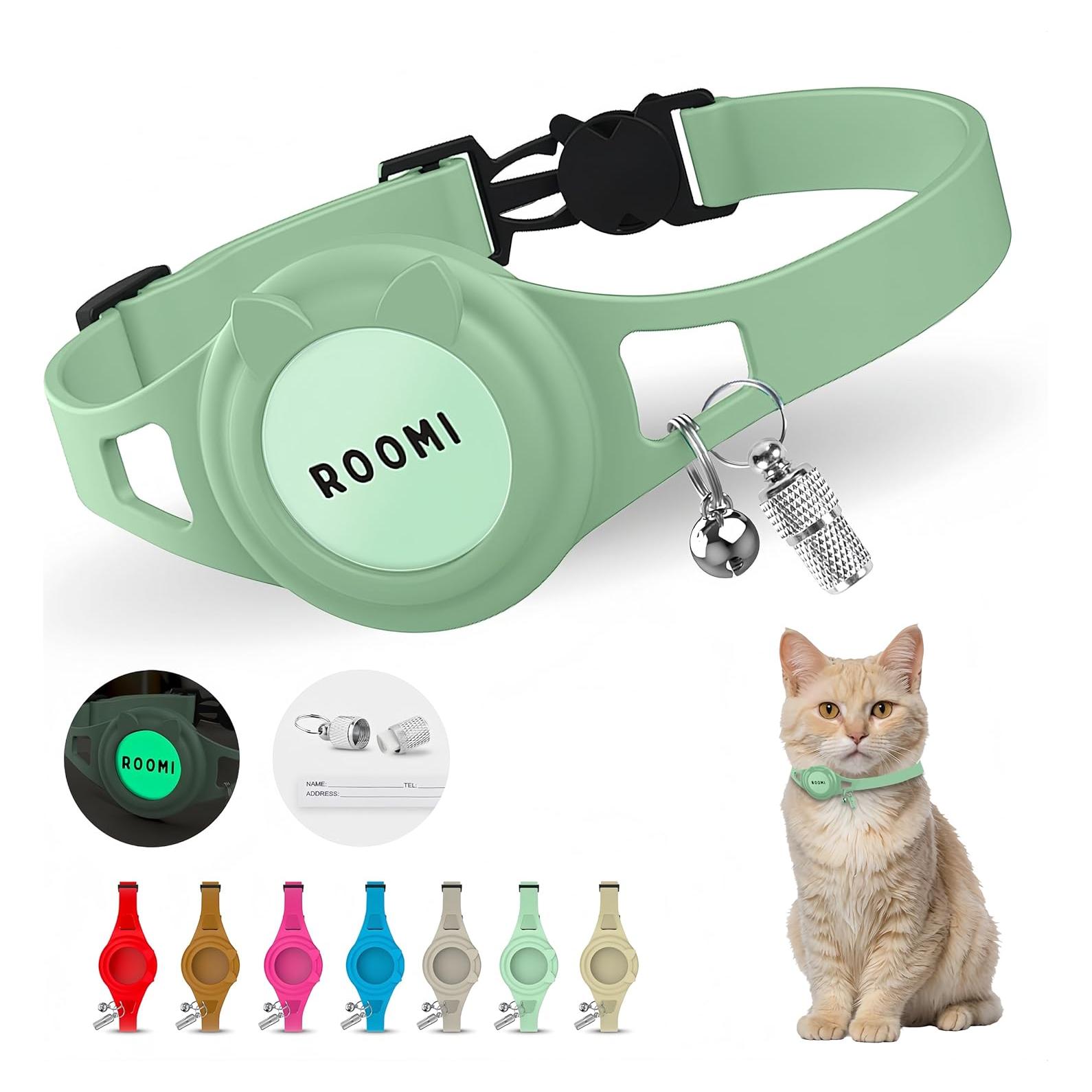 Collar para gato hipoalergénico ROOMI con soporte para AirTag