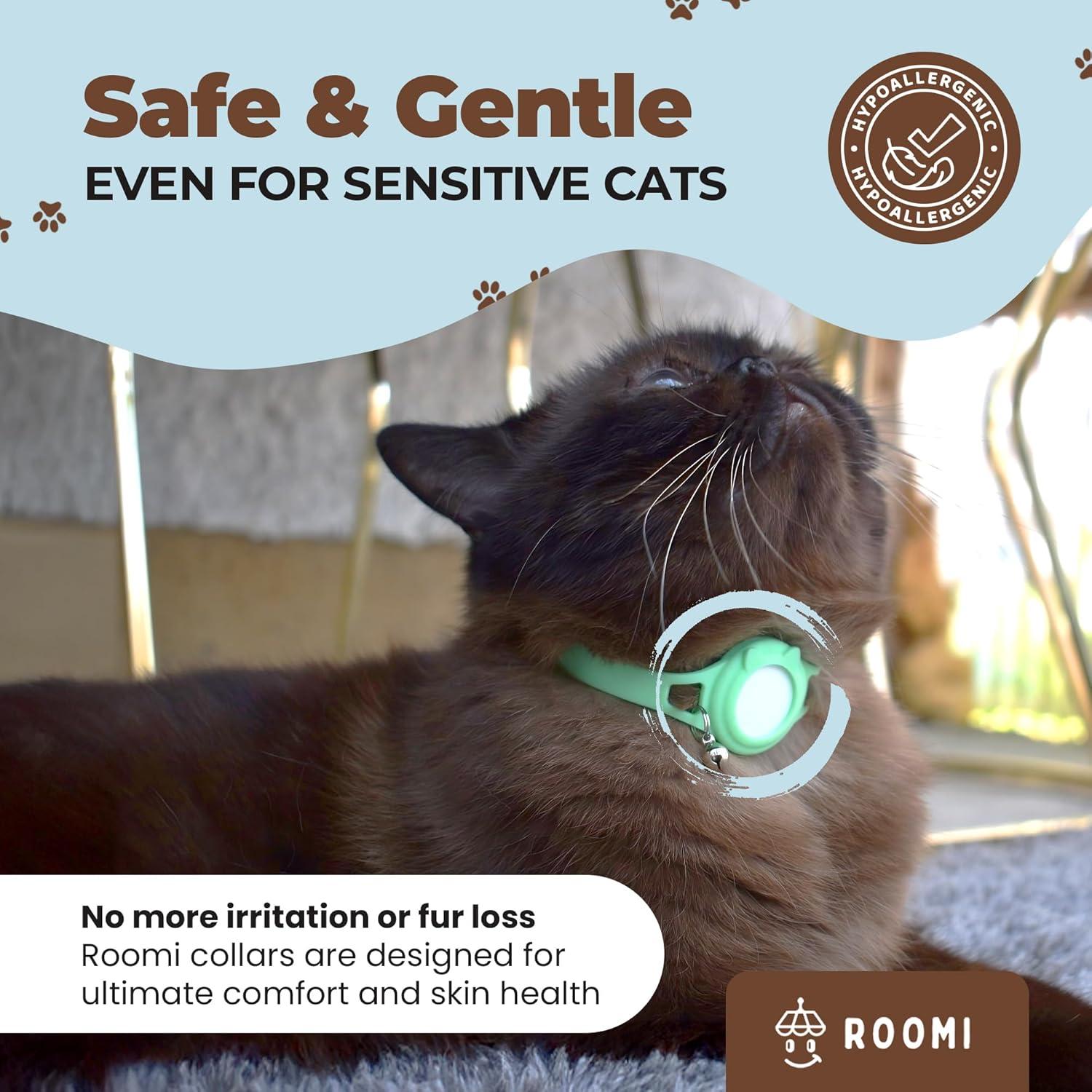 Collar para gato hipoalergénico ROOMI con soporte para AirTag