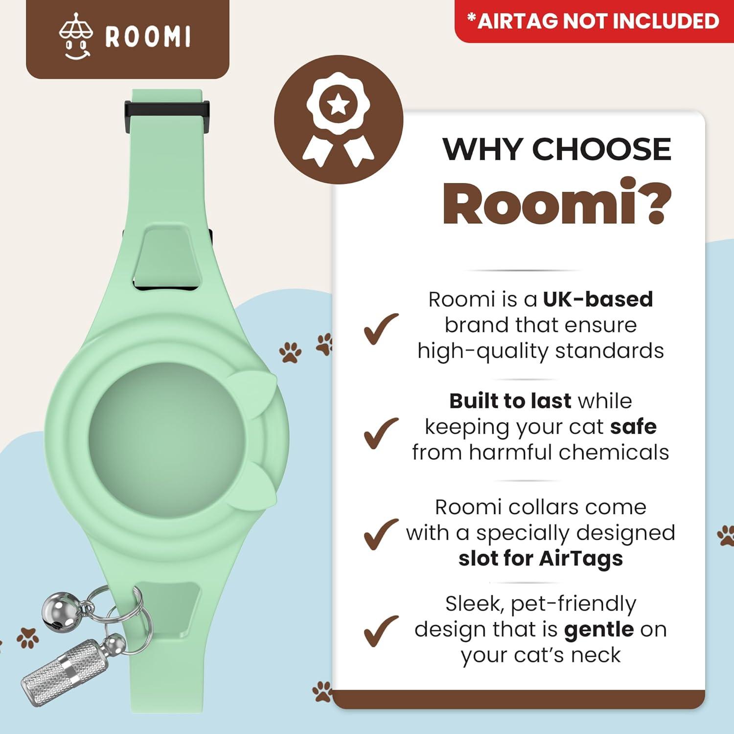 Collar para gato hipoalergénico ROOMI con soporte para AirTag