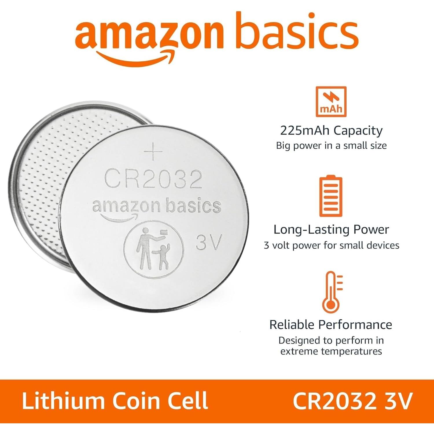 Baterías de Litio CR2032 Amazon Basics - Paquete de 4