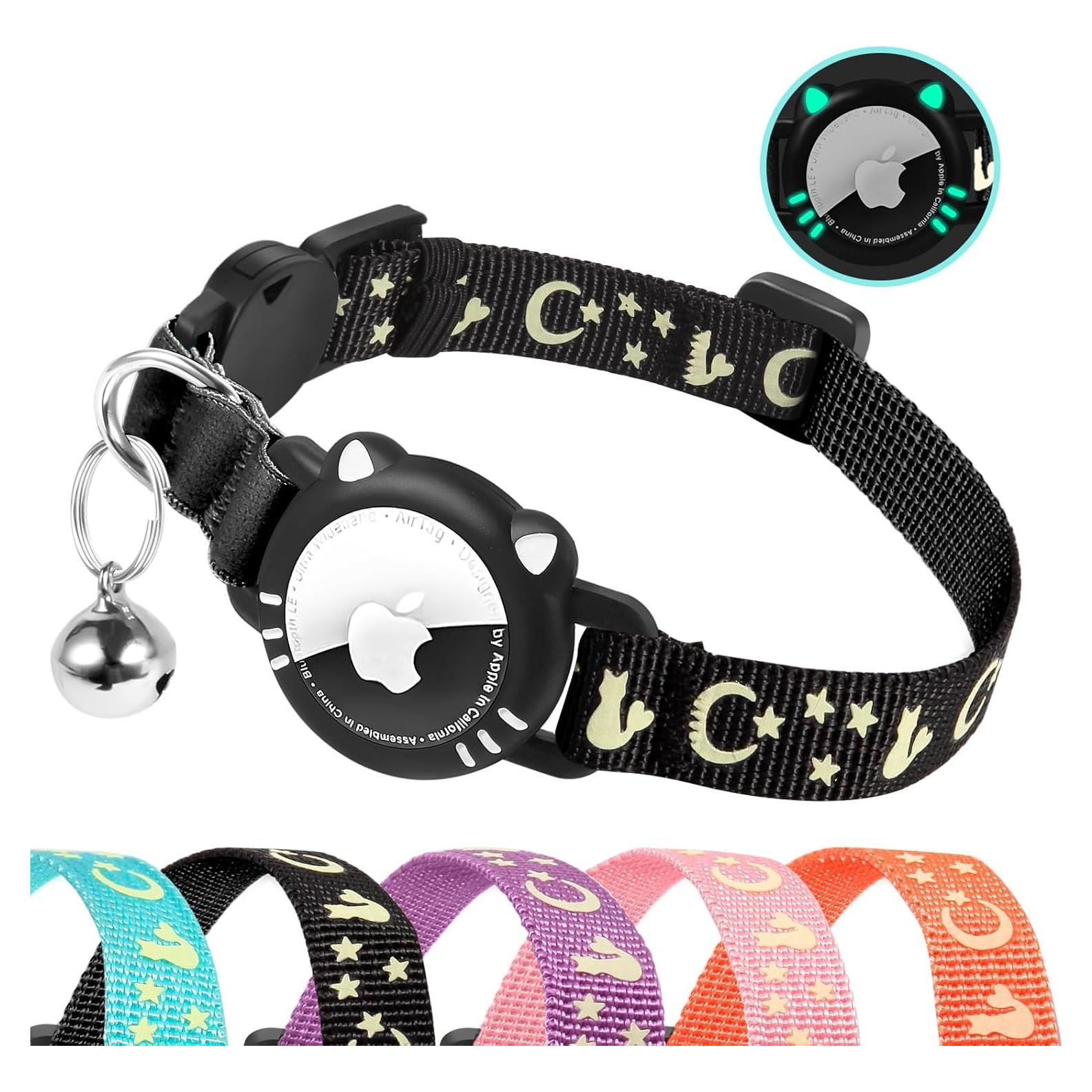 Collar para Gato AgoumLux con Soporte para AirTag Negro S