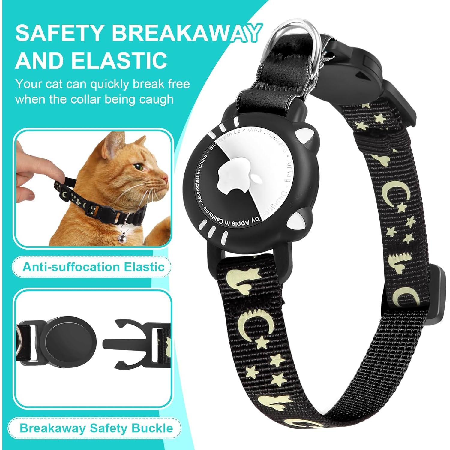 Collar para Gato AgoumLux con Soporte para AirTag Negro S