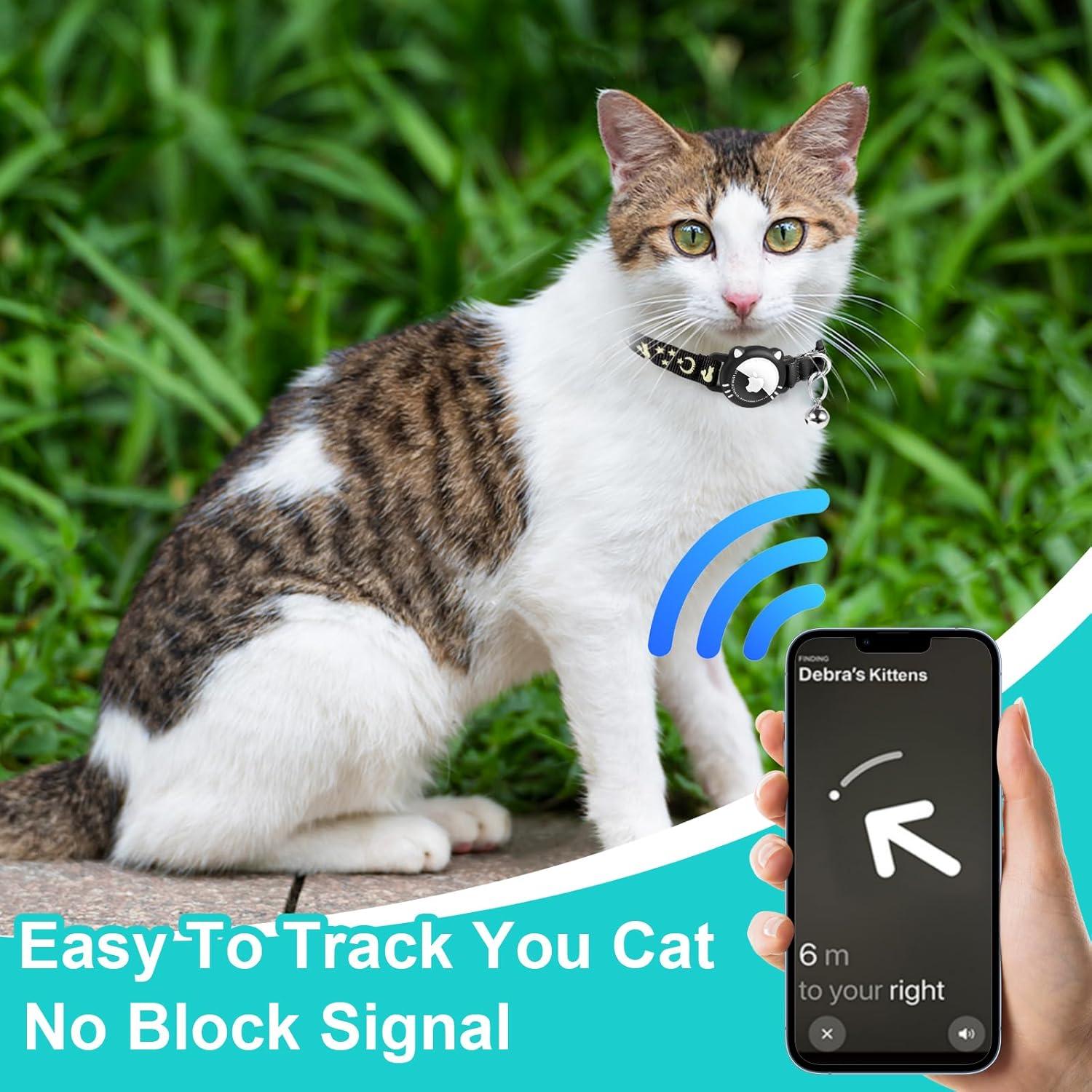 Collar para Gato AgoumLux con Soporte para AirTag Negro S