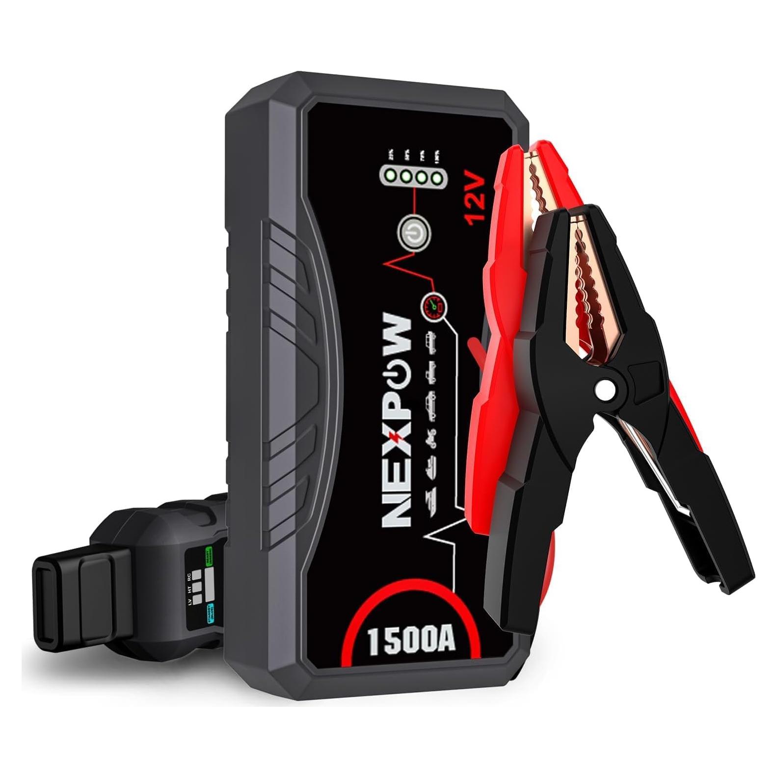 Arrancador de Coche NEXPOW Q10S 1500A 12V con Luz LED y USB