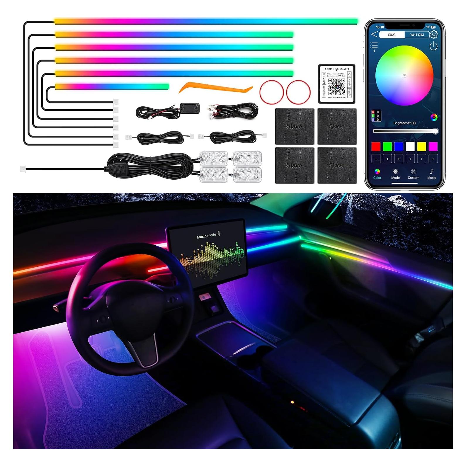 Kit de Iluminación LED Interior para Automóvil MAODANER 10 en 1 RGB