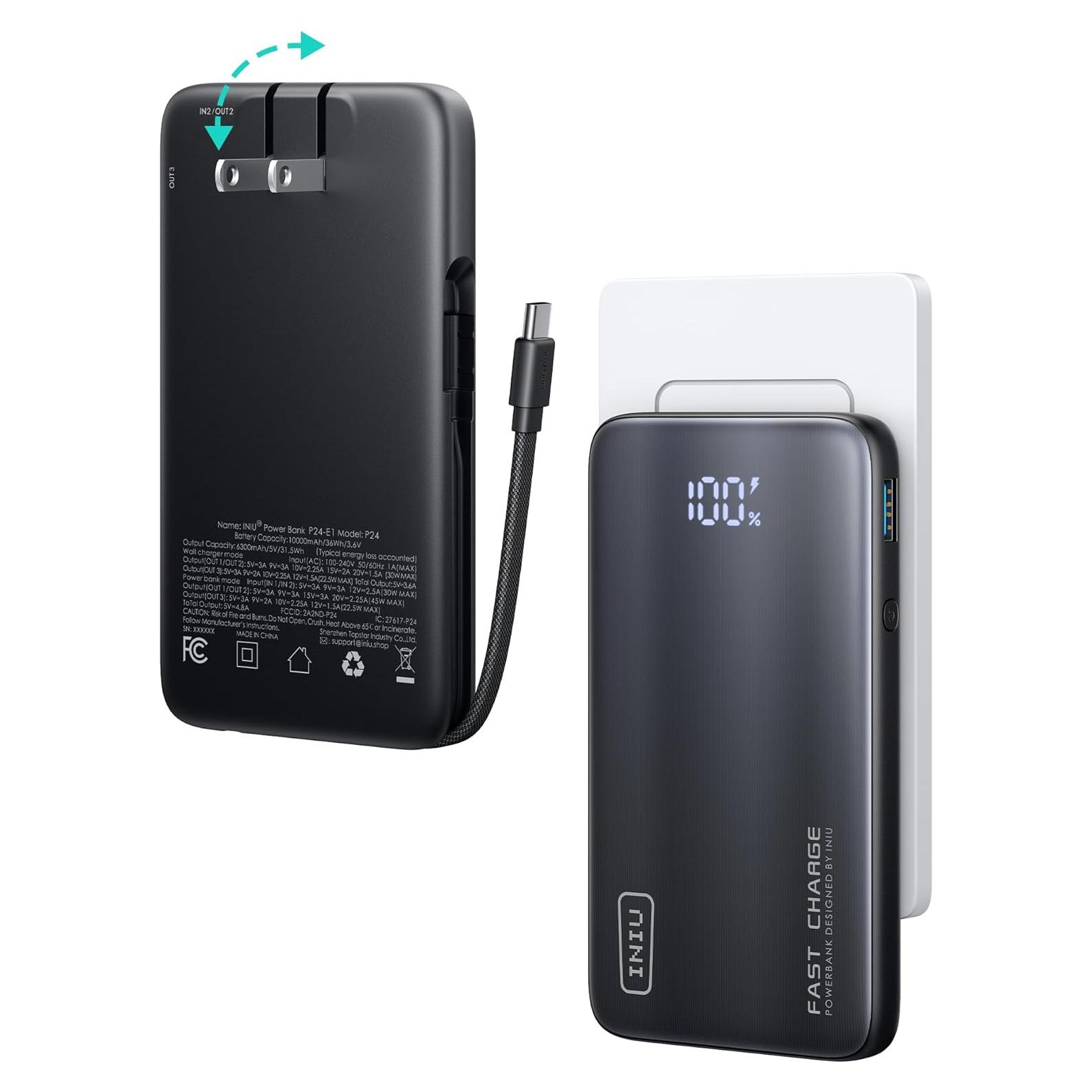 Cargador Portátil INIU 3-en-1 10000mAh 45W Carga Rápida