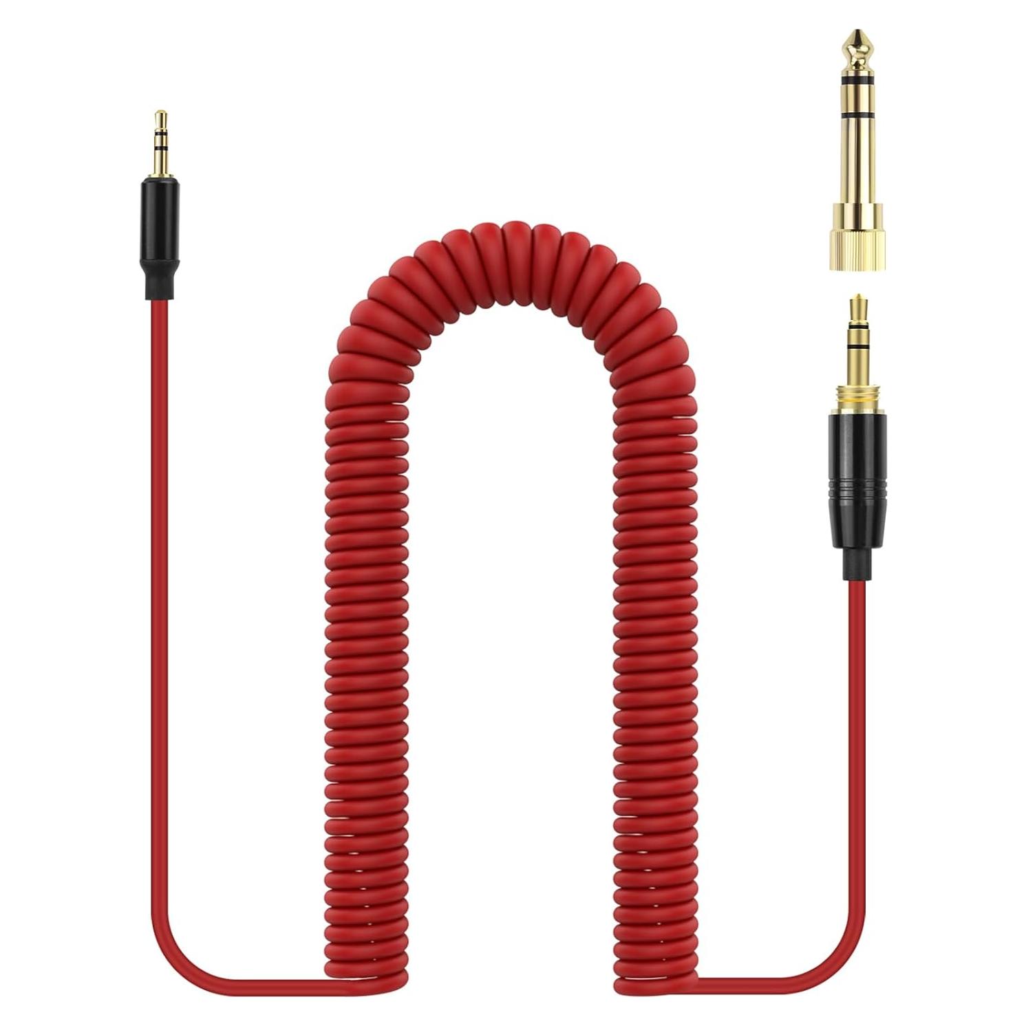Cable de audio enrollado Gneinour 1.2m-4.8m 2.5mm a 3.5mm Rojo