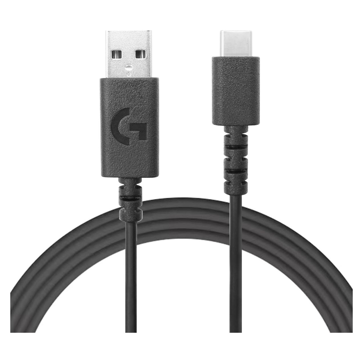 Cable de carga USB C 1.8m NoirVogel para Logitech G502X/G Pro