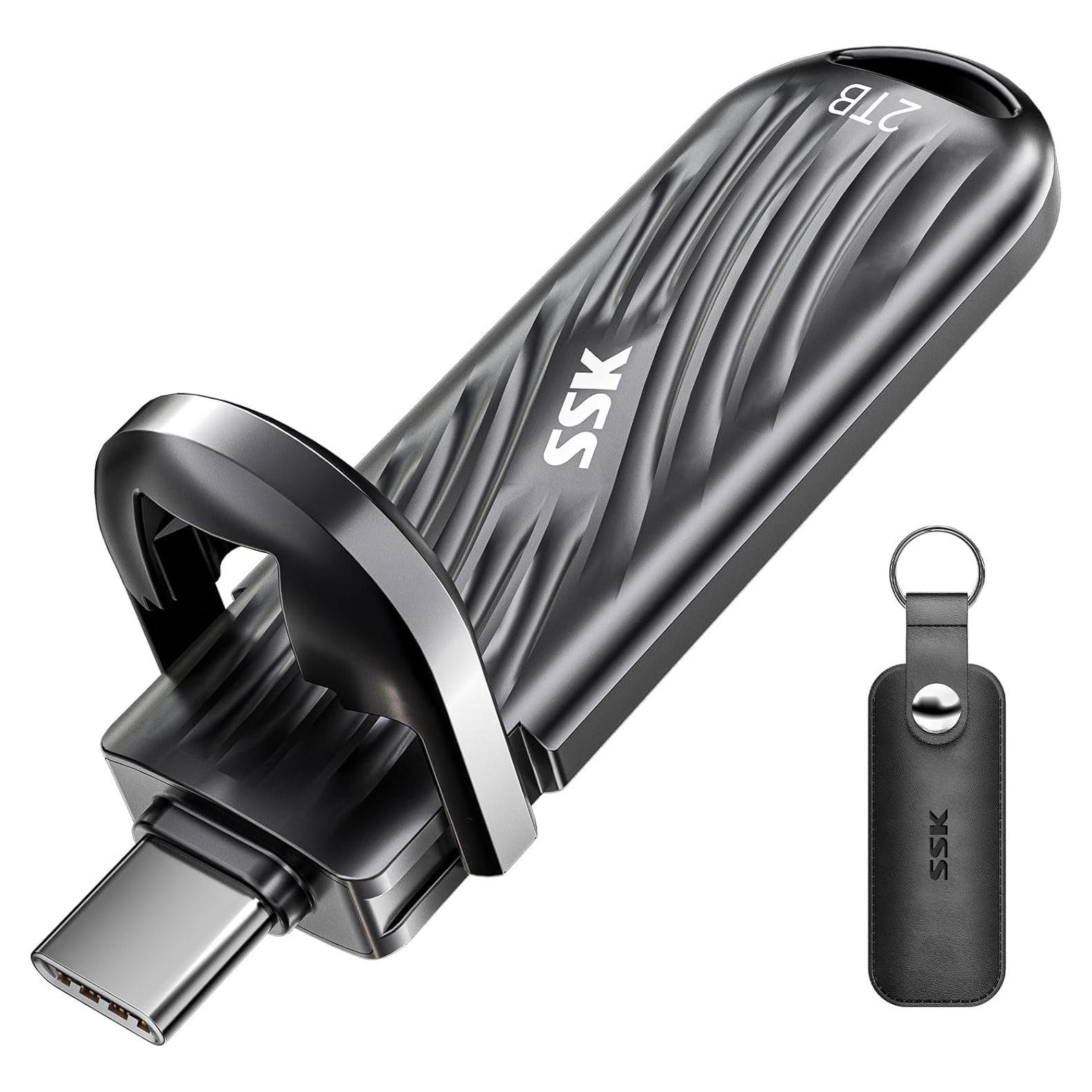 SSK 2TB SSD Externo USB-C 2000MB/s Portátil Negro