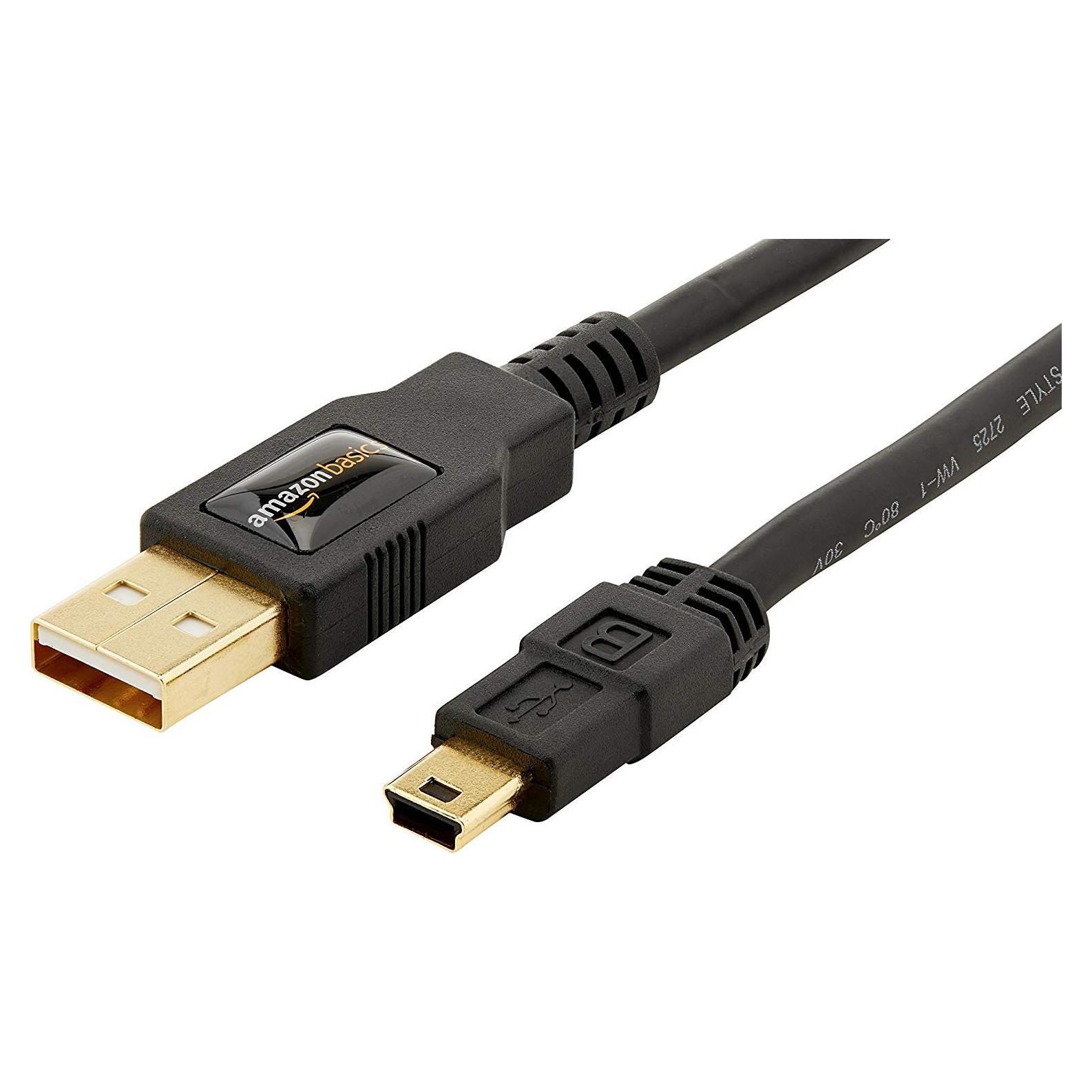 Cable USB 2.0 A-Macho a Mini-B Amazon Basics 0.9m Negro