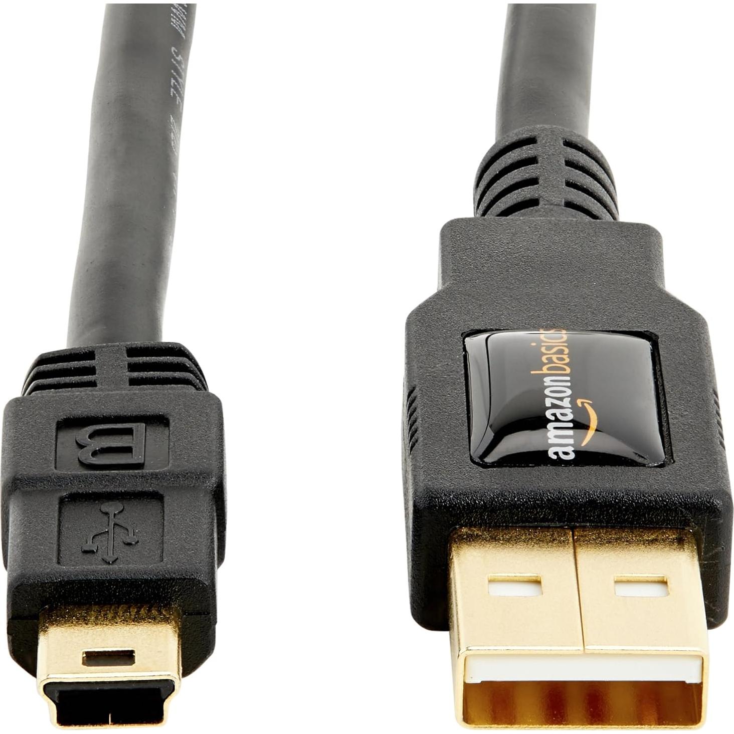 Cable USB 2.0 A-Macho a Mini-B Amazon Basics 0.9m Negro