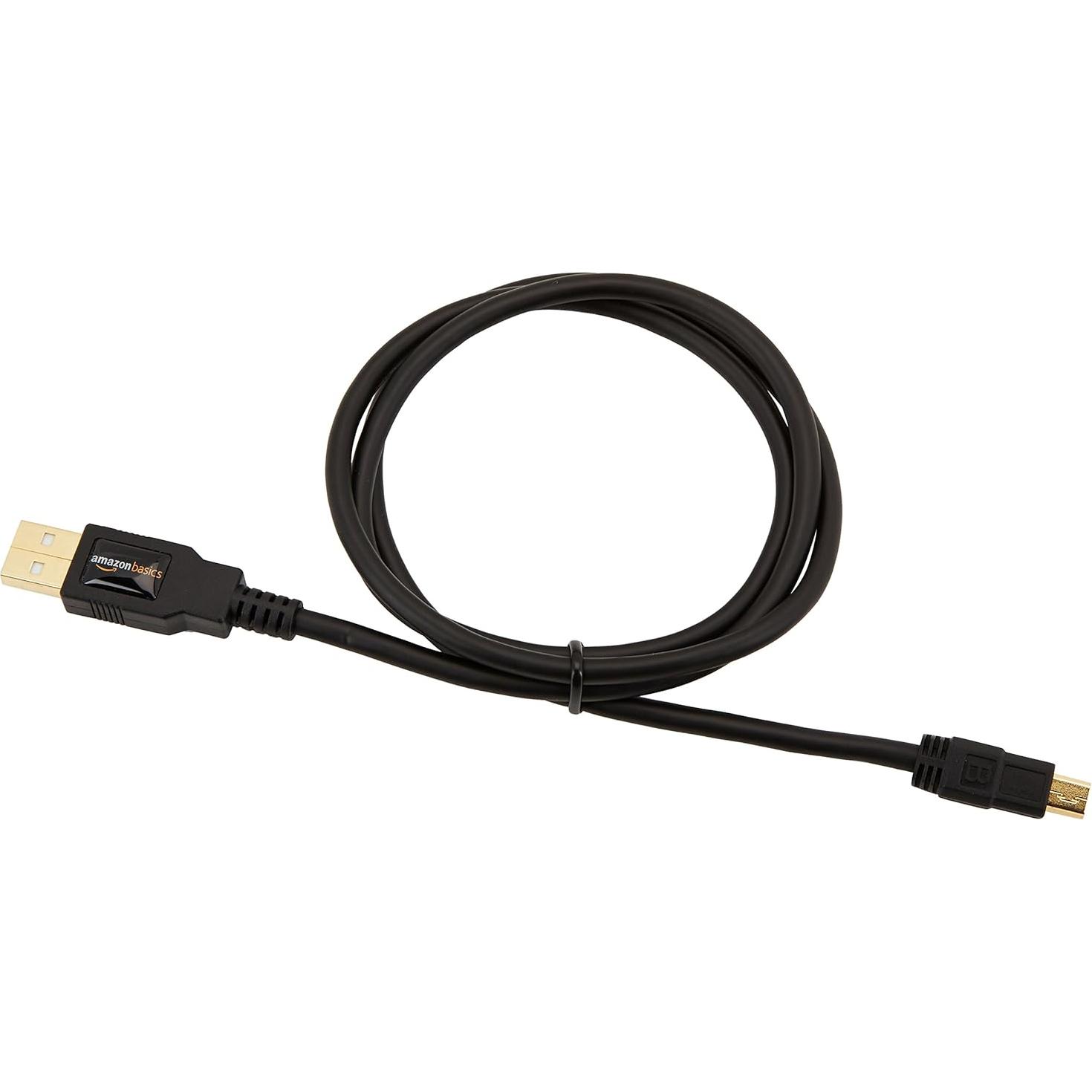 Cable USB 2.0 A-Macho a Mini-B Amazon Basics 0.9m Negro