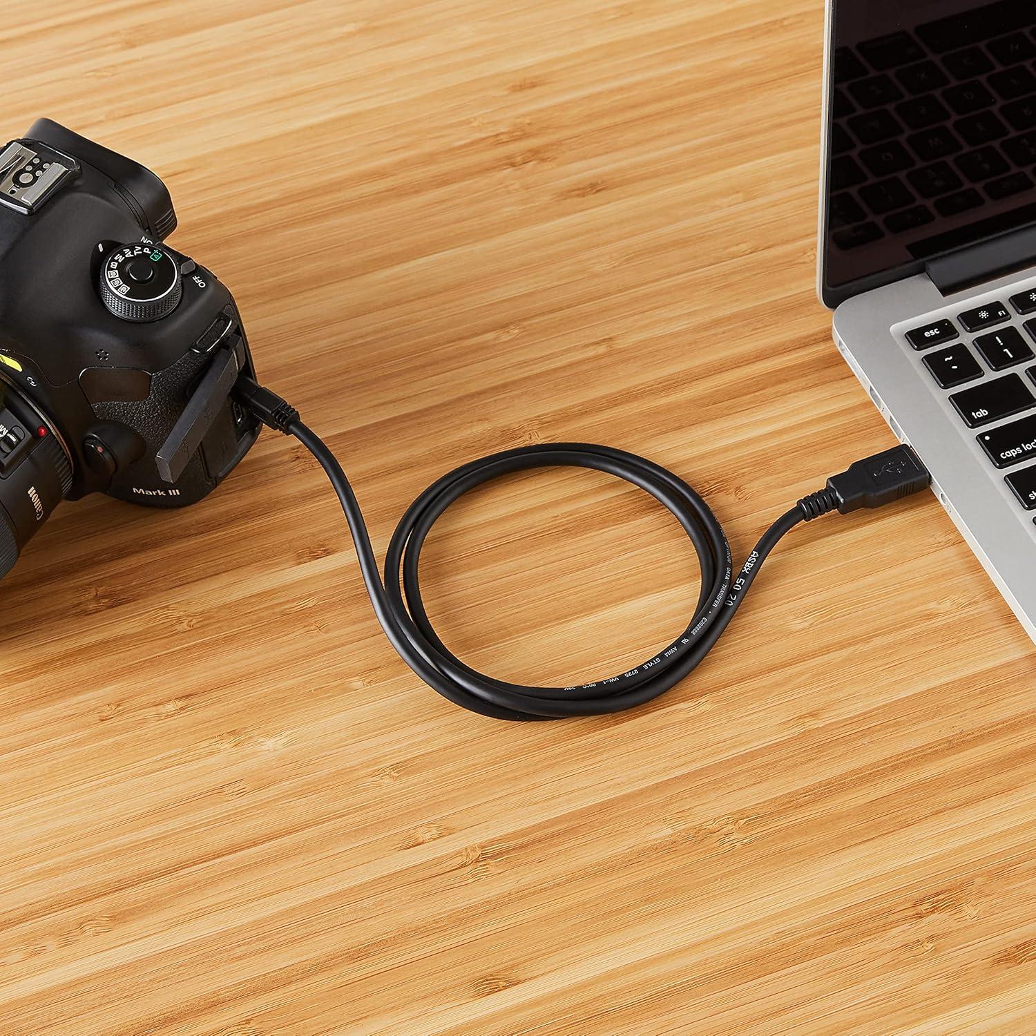 Cable USB 2.0 A-Macho a Mini-B Amazon Basics 0.9m Negro