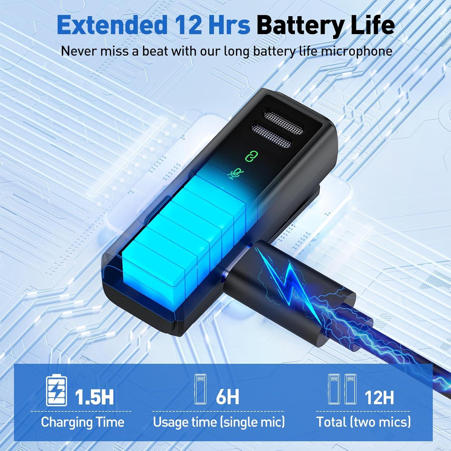 Micrófono Lavalier Inalámbrico VEZQUA USB C con Cancelación de Ruido