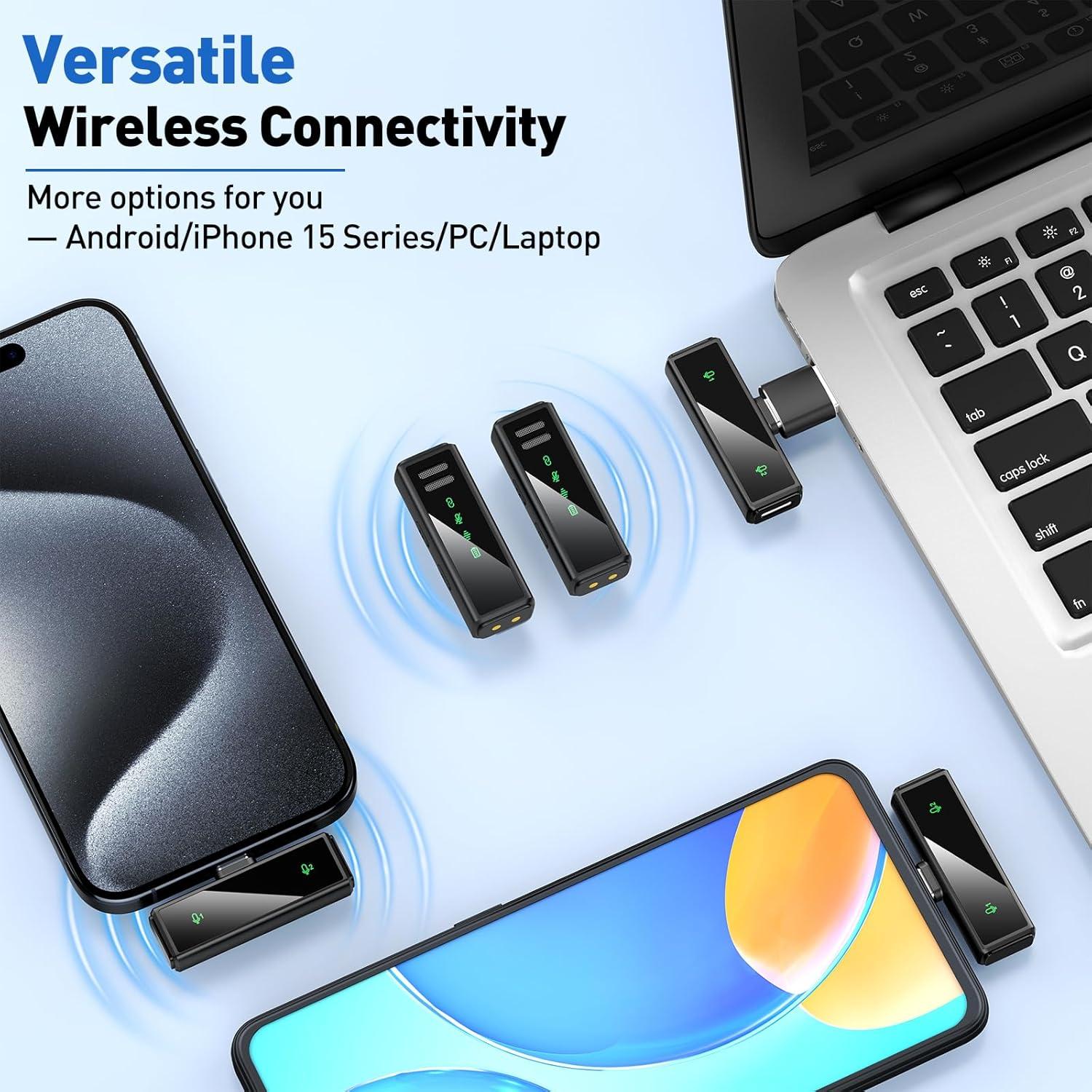 Micrófono Lavalier Inalámbrico VEZQUA USB C con Cancelación de Ruido