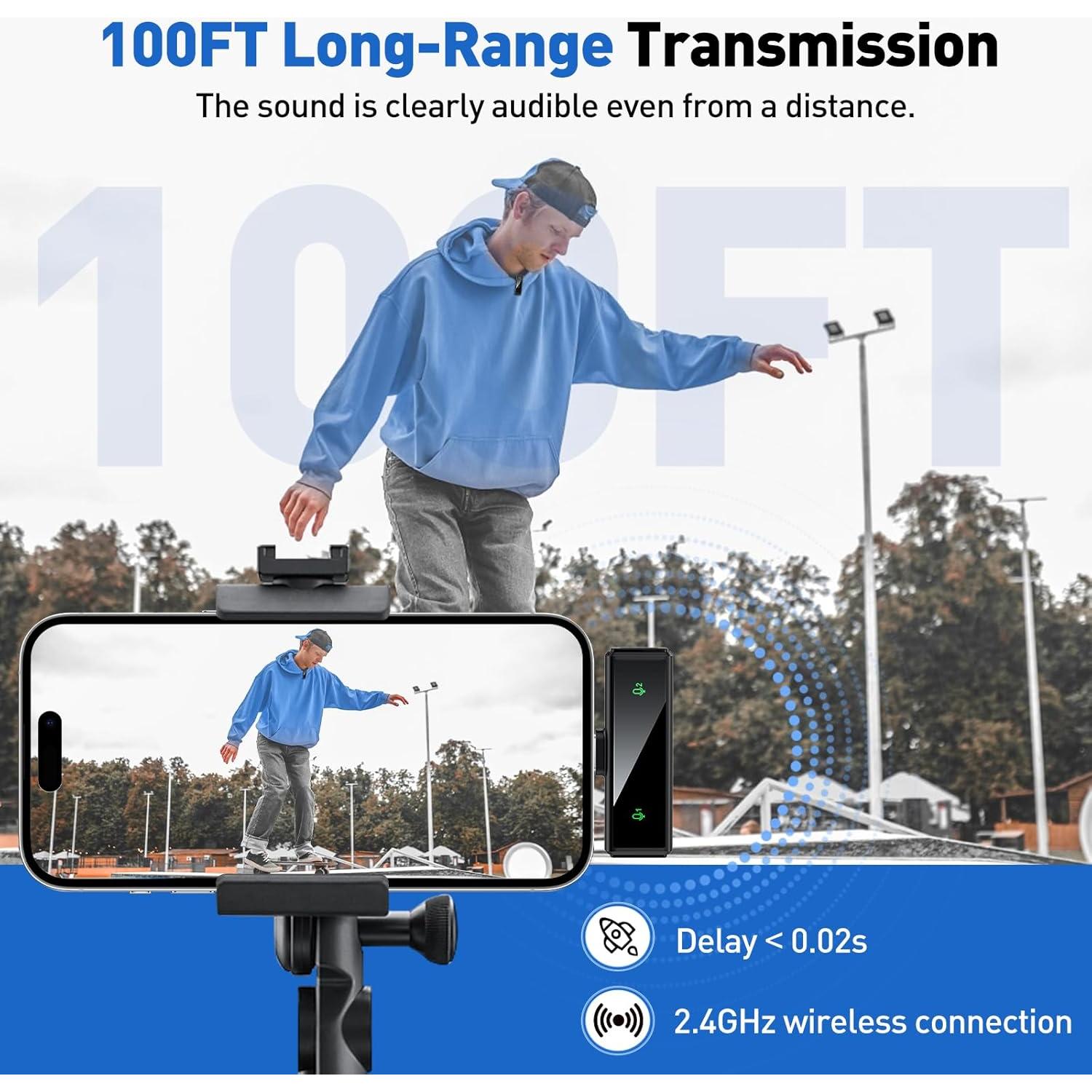 Micrófono Lavalier Inalámbrico VEZQUA USB C con Cancelación de Ruido