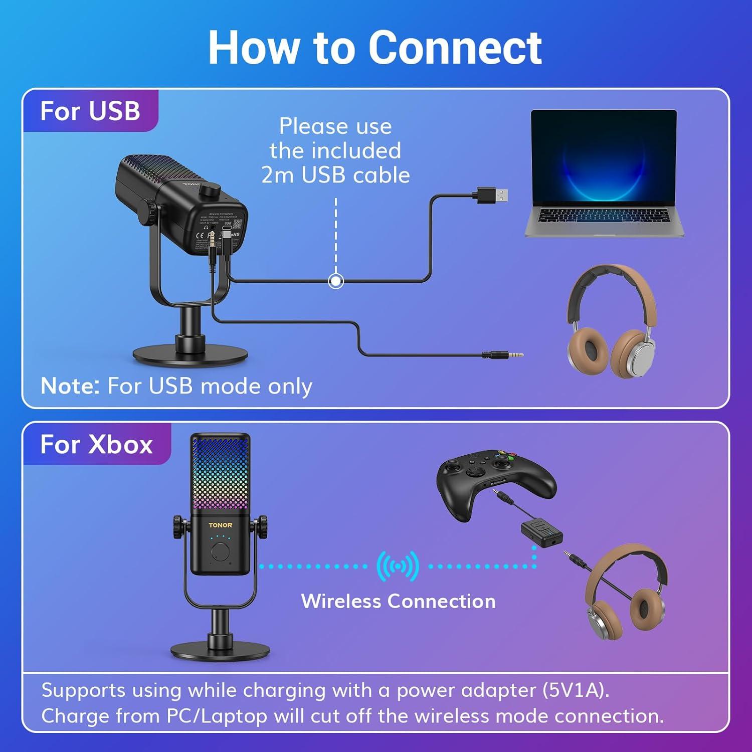 Micrófono Inalámbrico TONOR TCX3 Flow RGB para Juegos