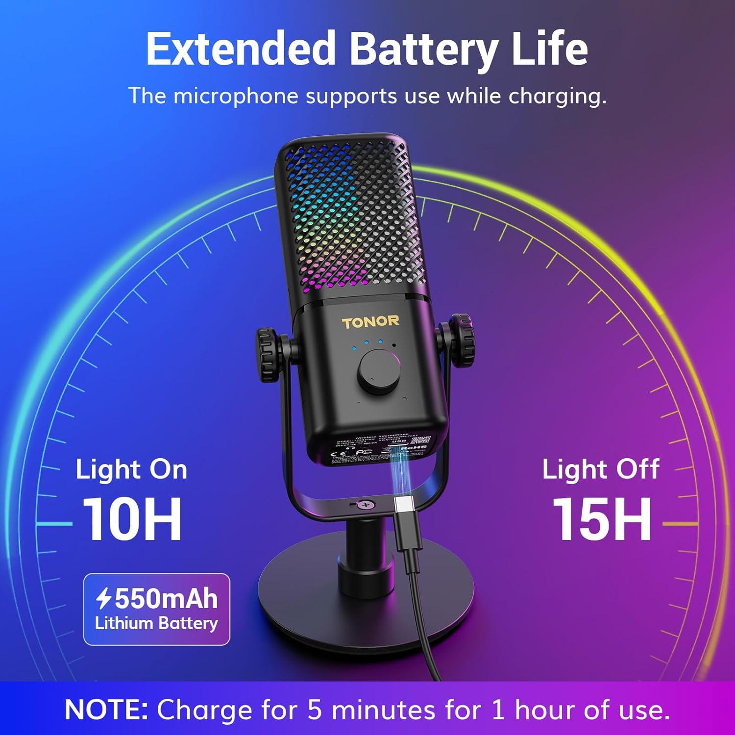 Micrófono Inalámbrico TONOR TCX3 Flow RGB para Juegos