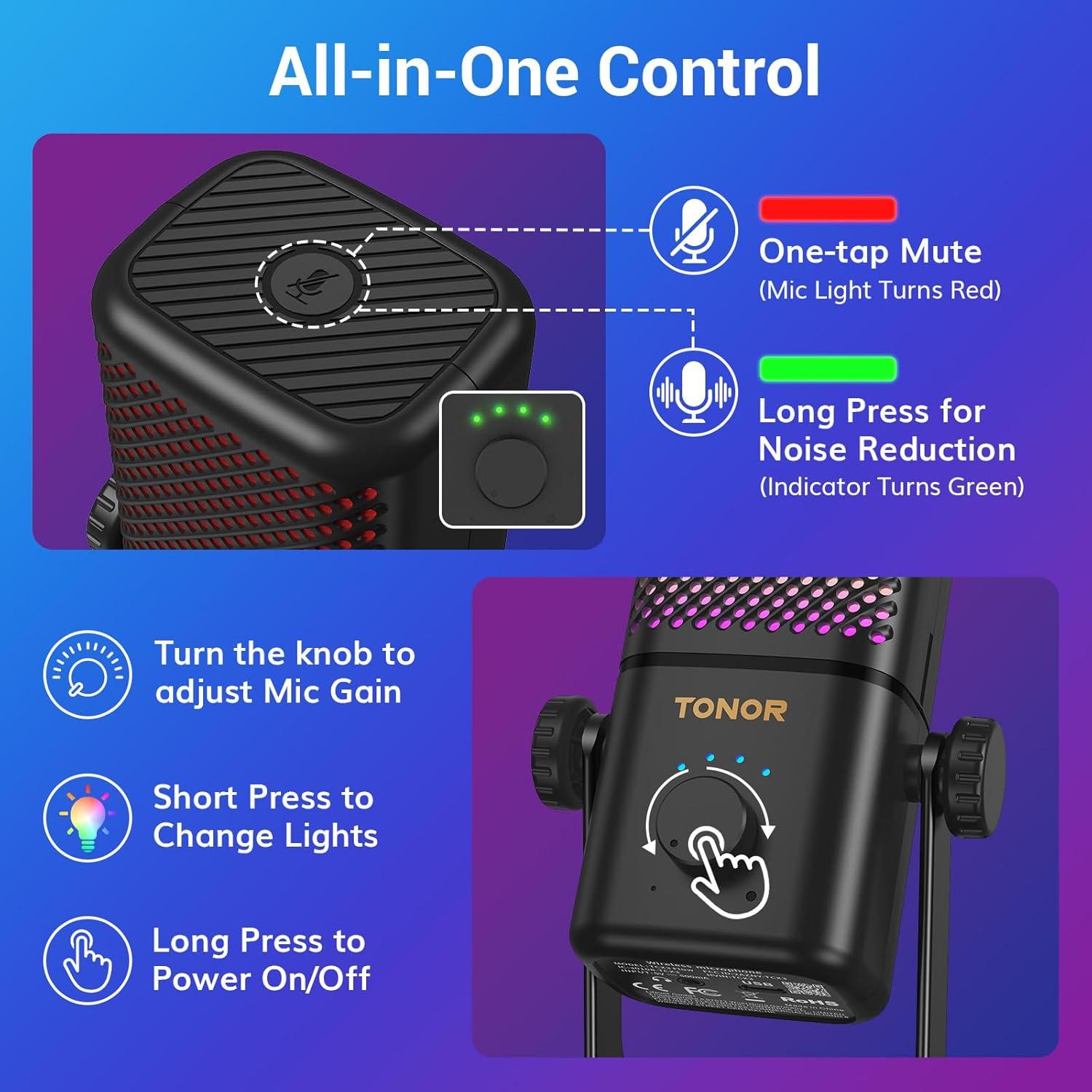 Micrófono Inalámbrico TONOR TCX3 Flow RGB para Juegos