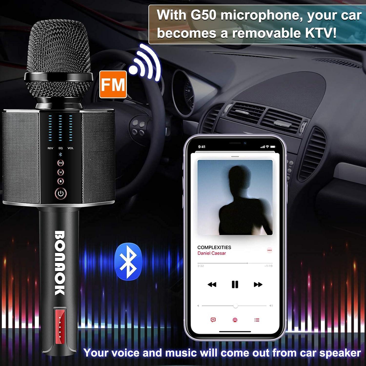 Micrófono de Karaoke BONAOK G50 Inalámbrico Bluetooth Negro