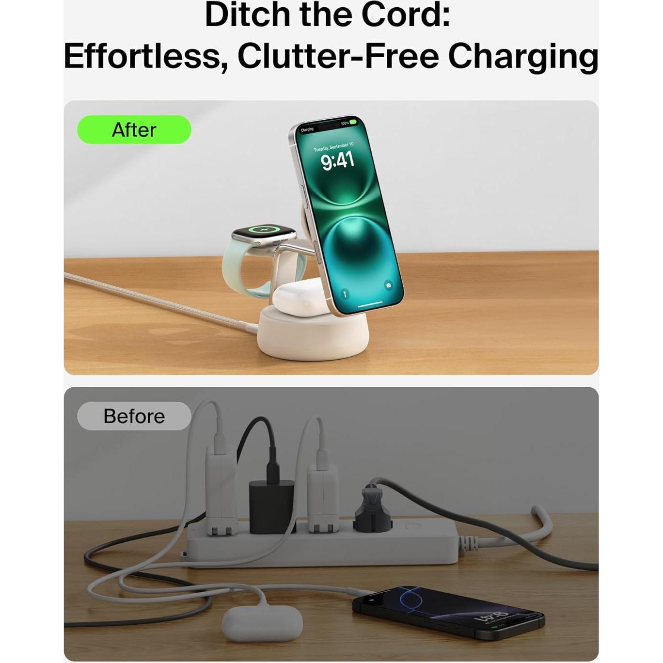 Cargador Inalámbrico 3-en-1 Belkin MagSafe 25W con Ventilador