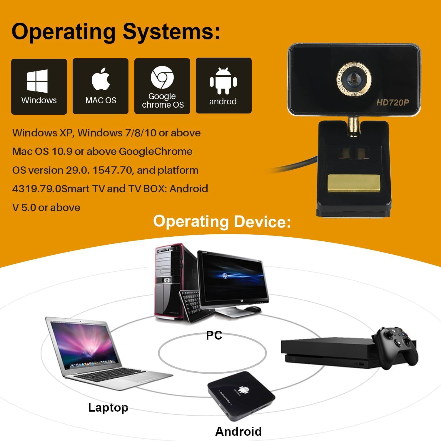 Cámara Web HD 720P Bocodow con Micrófono y Corrección de Luz
