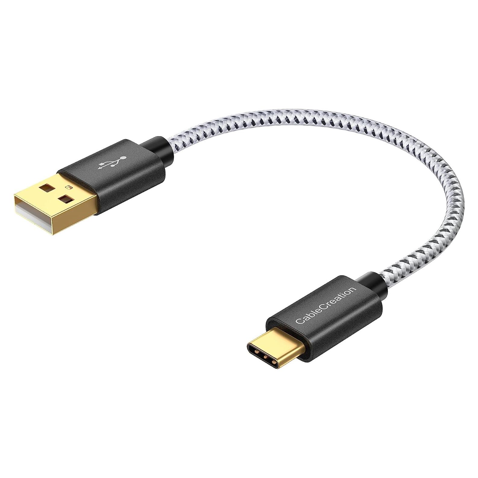 Cable USB a USB C 15 cm CableCreation Carga Rápida Negro