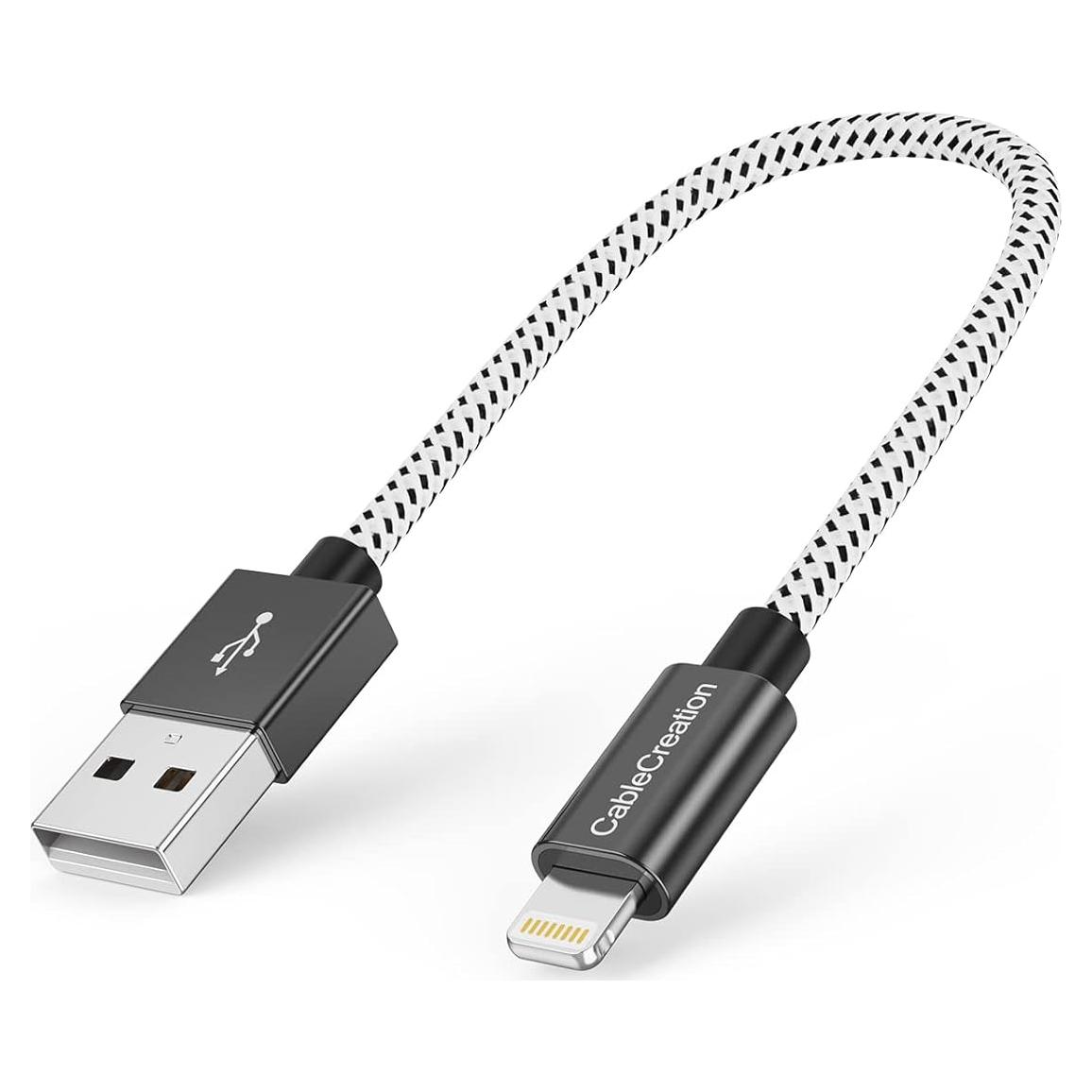 Cable de Carga Corto 0.15m Lightning a USB CableCreation MFi