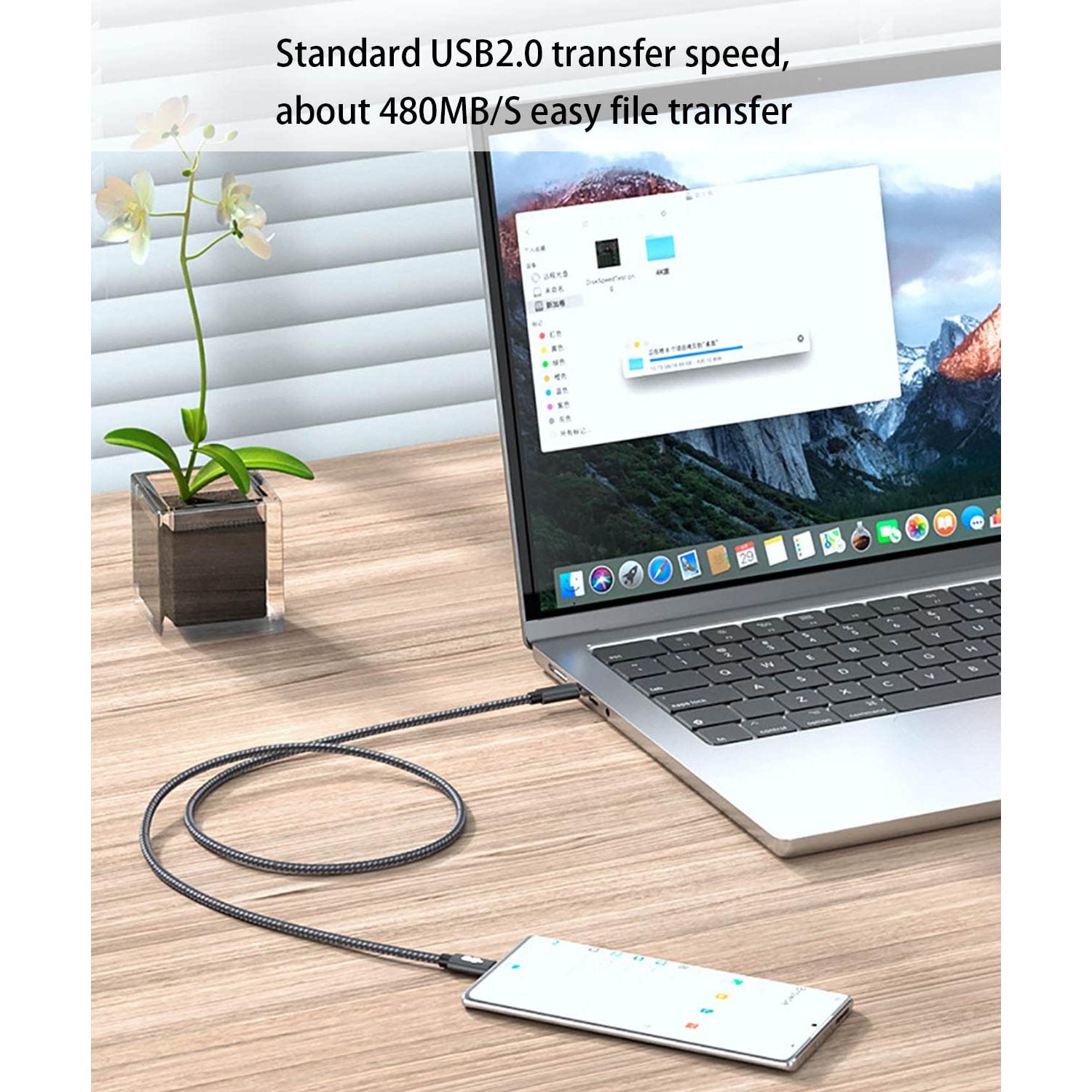 Cable de carga USB-C 240W 6.1m Zusnxaxe Gris