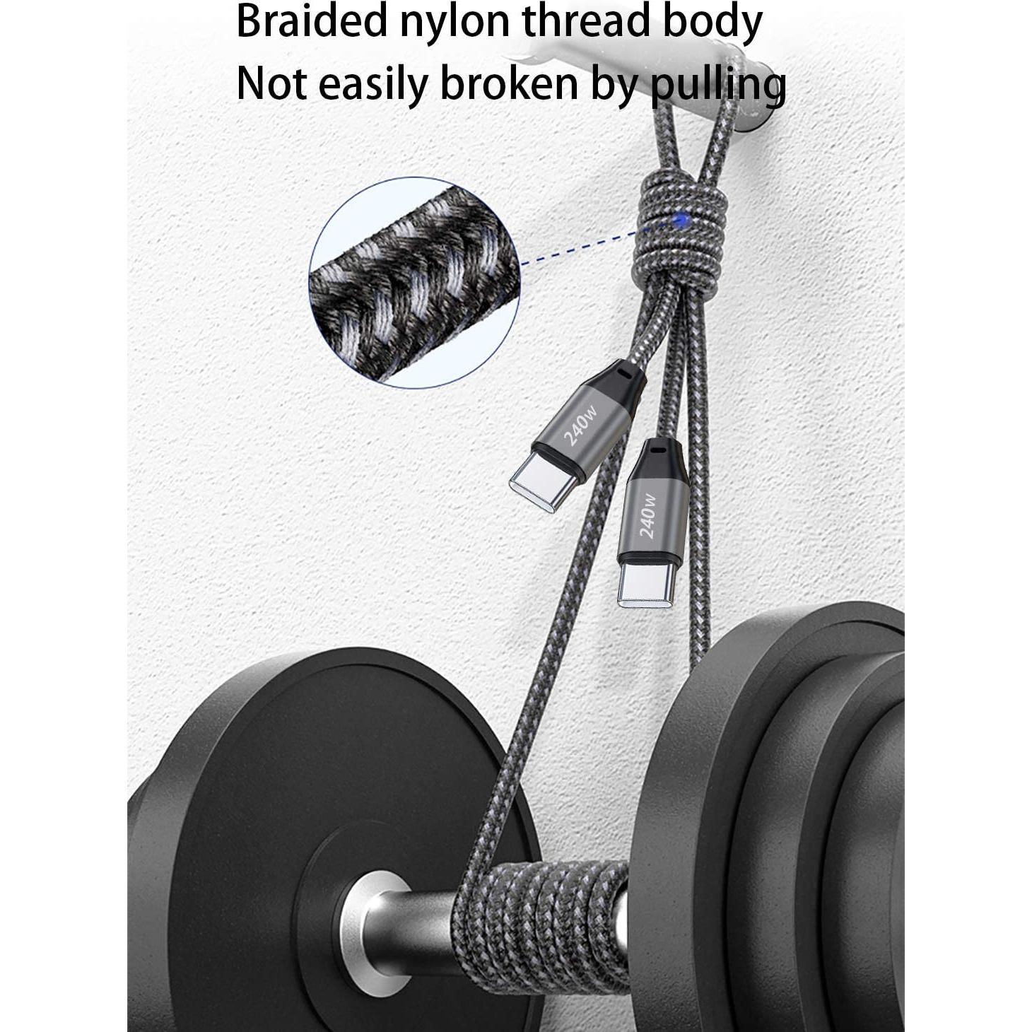 Cable de carga USB-C 240W 6.1m Zusnxaxe Gris