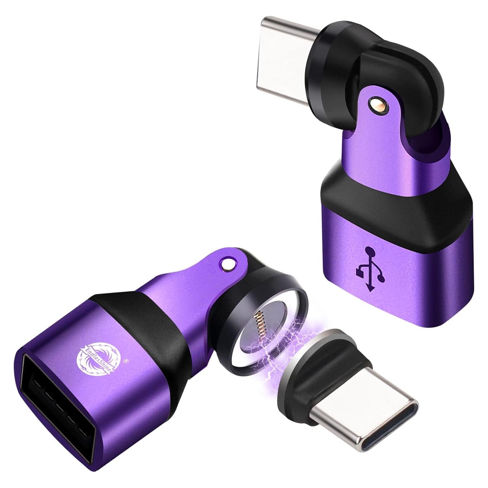 Adaptador Magnético USB C a USB 2.0 2 Paquete 180° EndlesShine