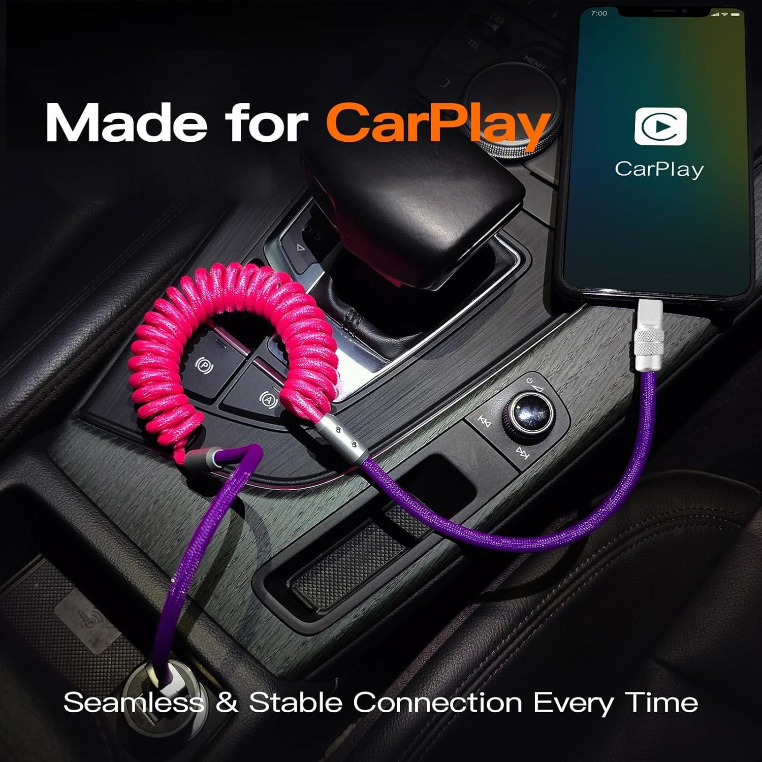 Cable USB C Enrollado ChubbyTech 240W 0.70m-1.10m Azul/Rosa