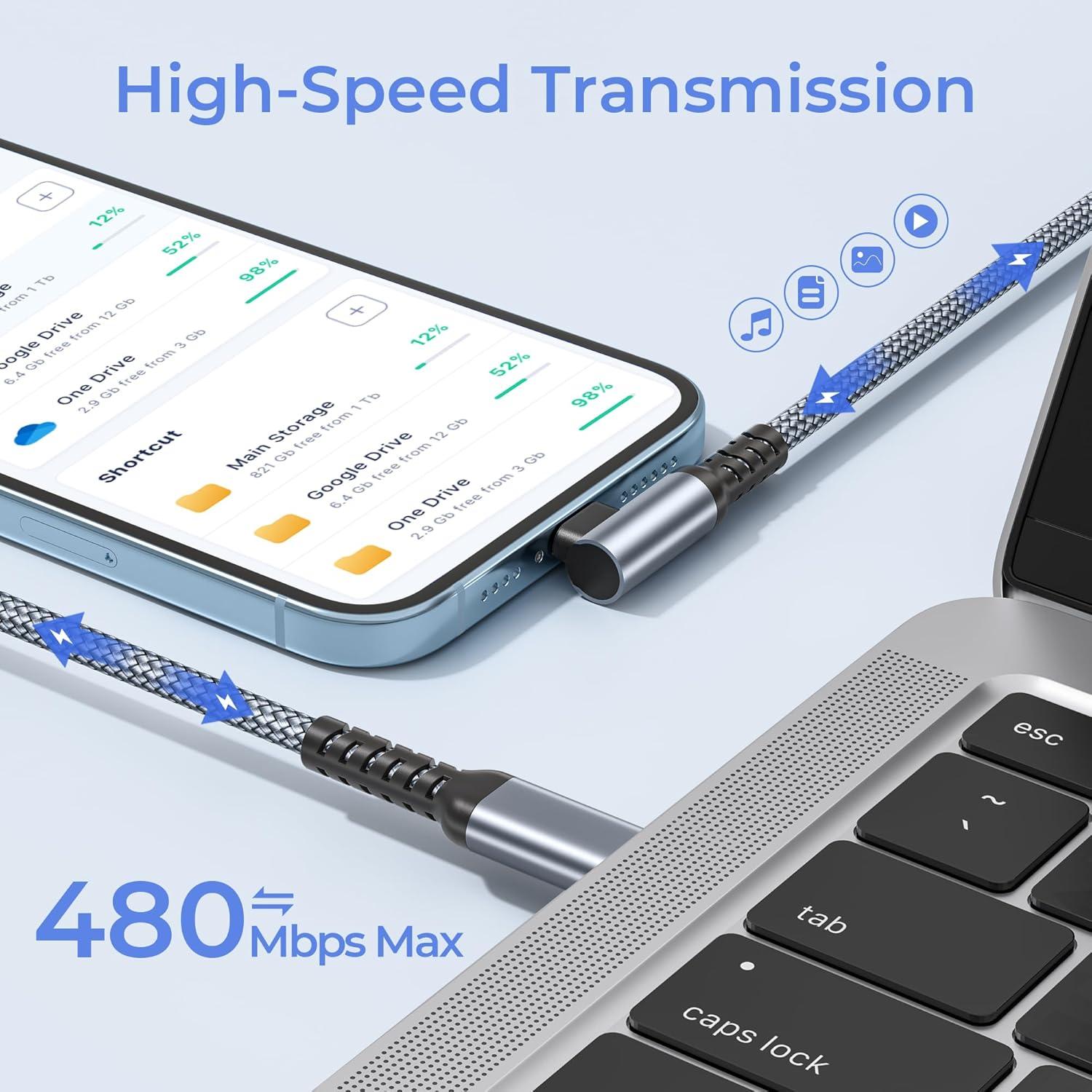 Cargador Basesailor USB-C a Lightning 3M Carga Rápida iPhone