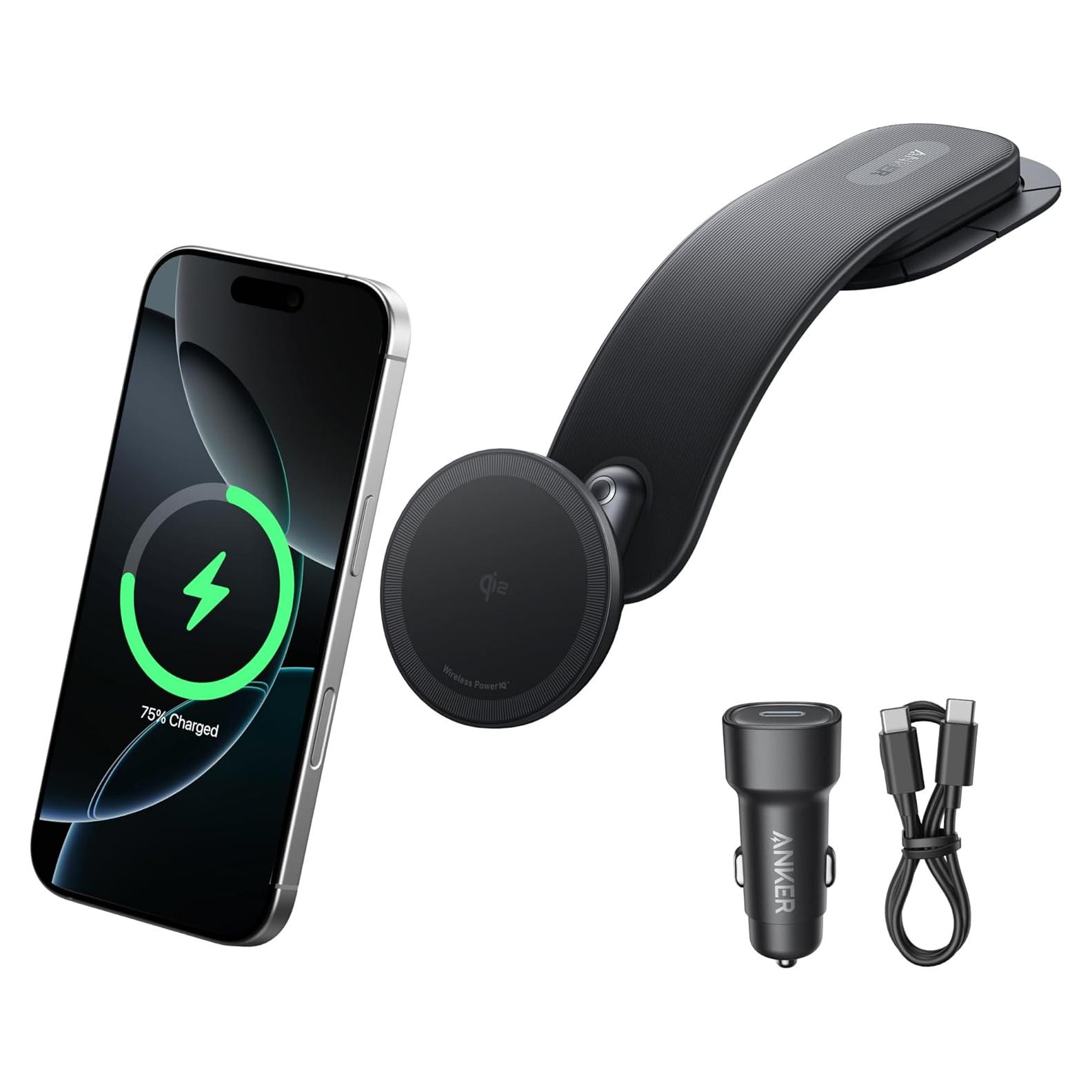 Cargador Inalámbrico Magnético para Auto Anker Nano 15W Qi2