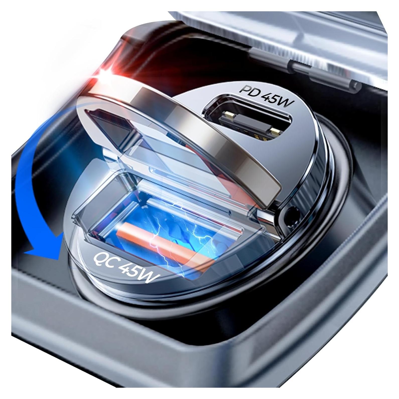 Cargador de Coche AINOPE USB C 90W Carga Rápida Doble Puerto