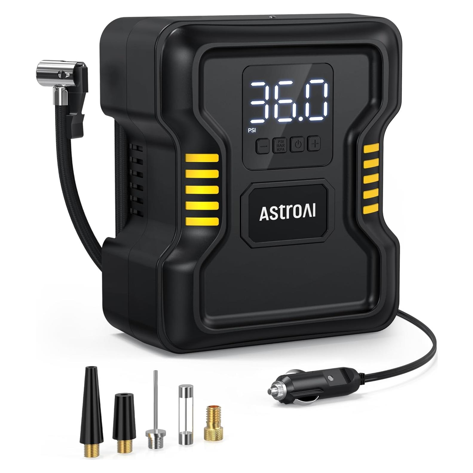 Compresor de Aire Portátil AstroAI 12V 150PSI con Luz LED