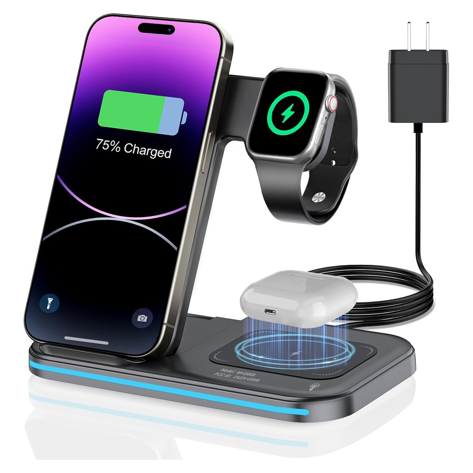 Cargador Inalámbrico 3 en 1 Xiaomi MI-QIS08 Negro