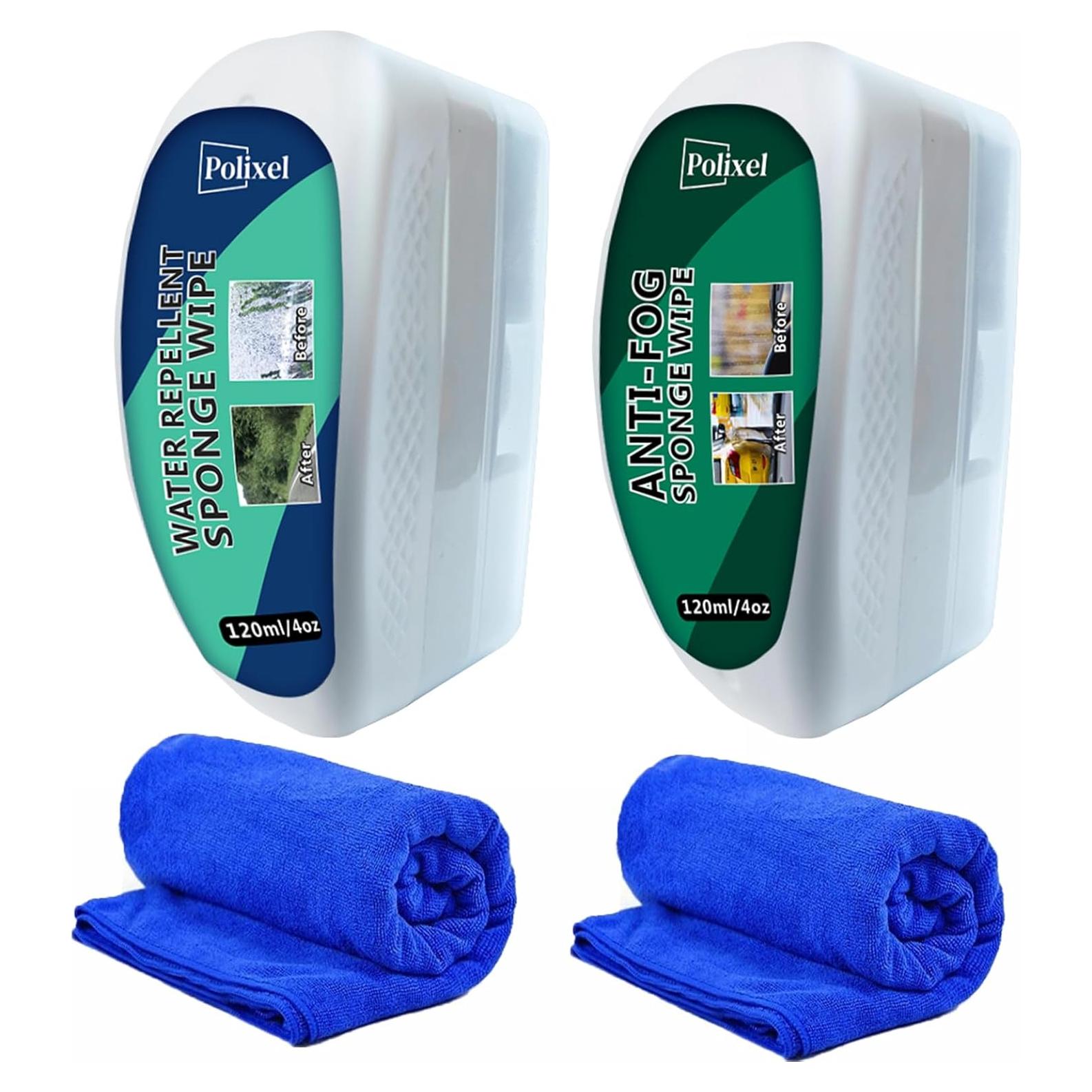 Kit Repelente de Agua y Antivaho Polixel - 2 Esponjas para Cristales