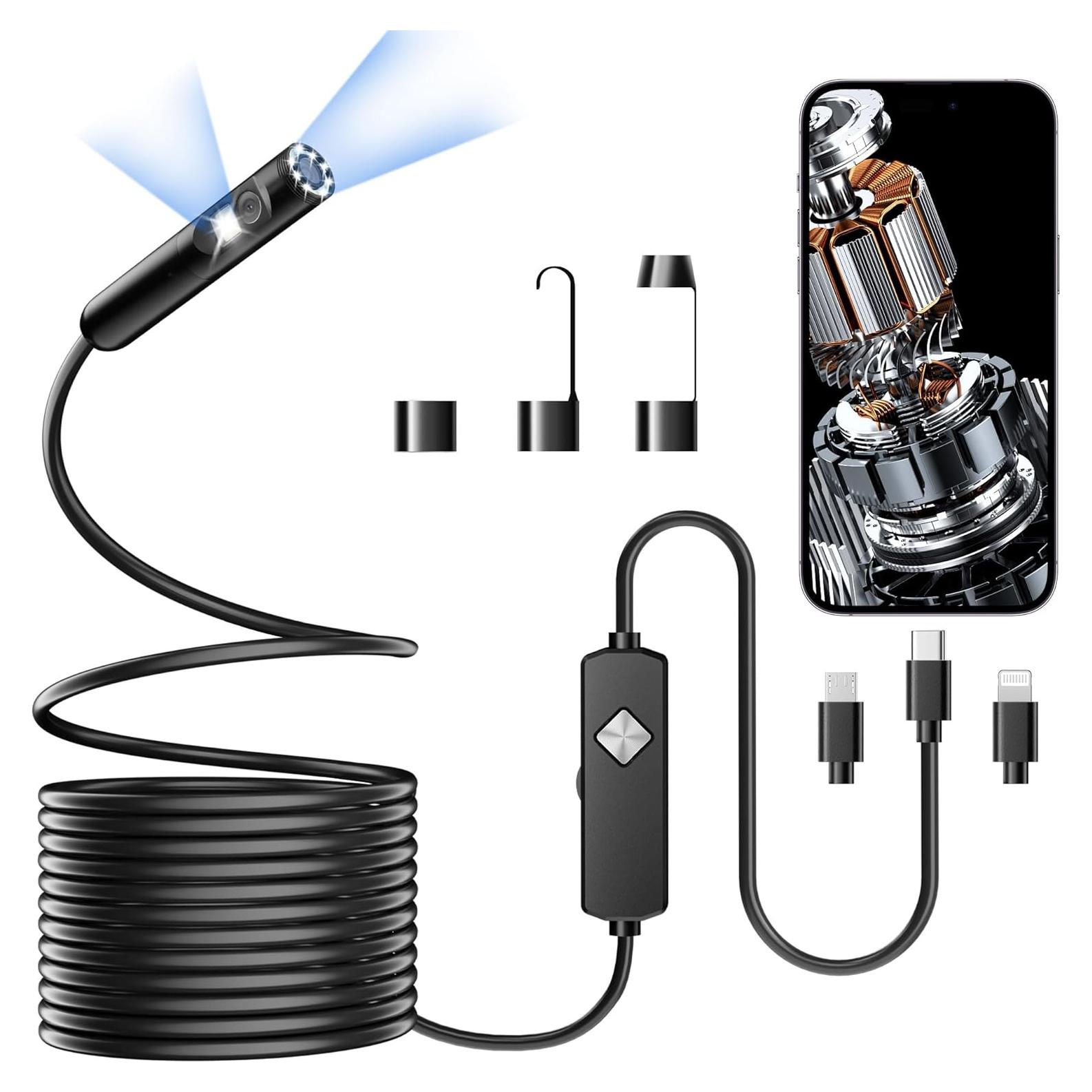 Endoscopio Doble Lente PAPIBLU 1920P HD 5 Metros IP67