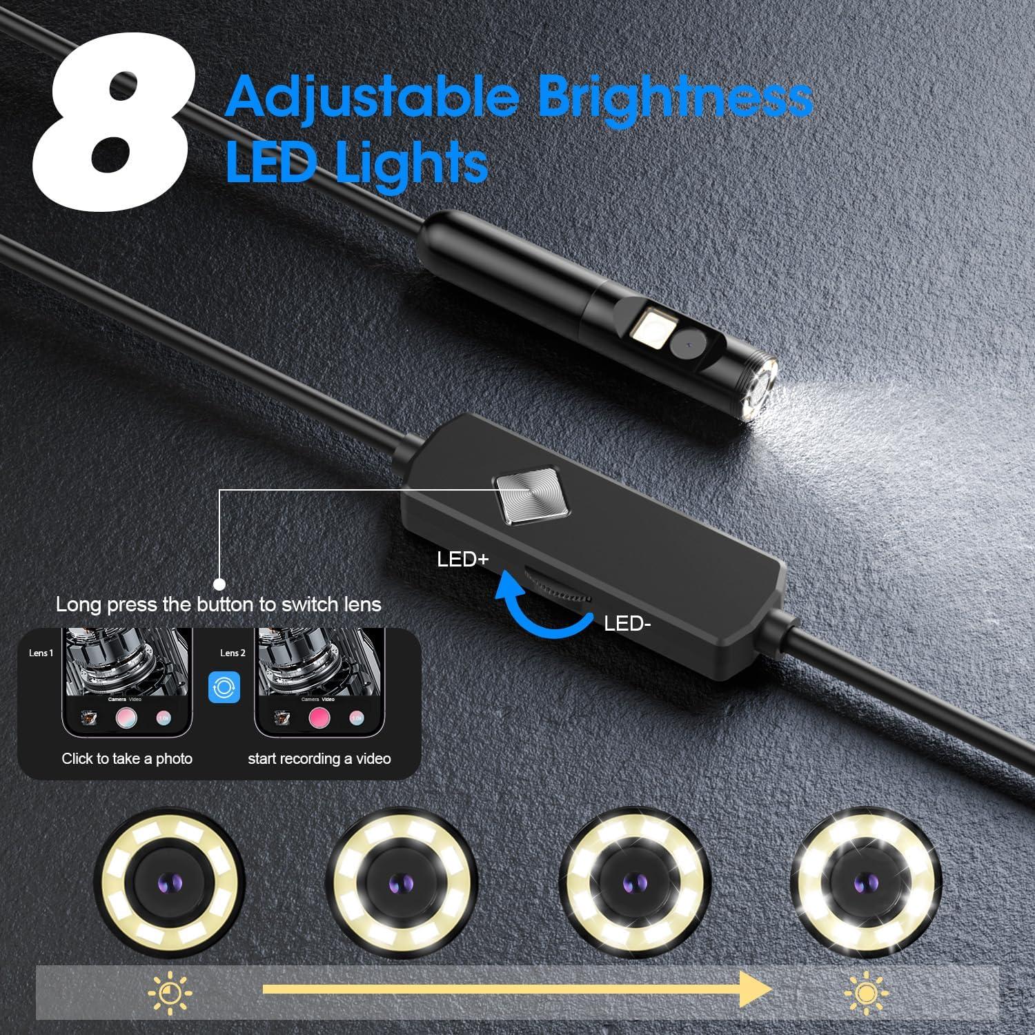 Endoscopio Doble Lente PAPIBLU 1920P HD 5 Metros IP67