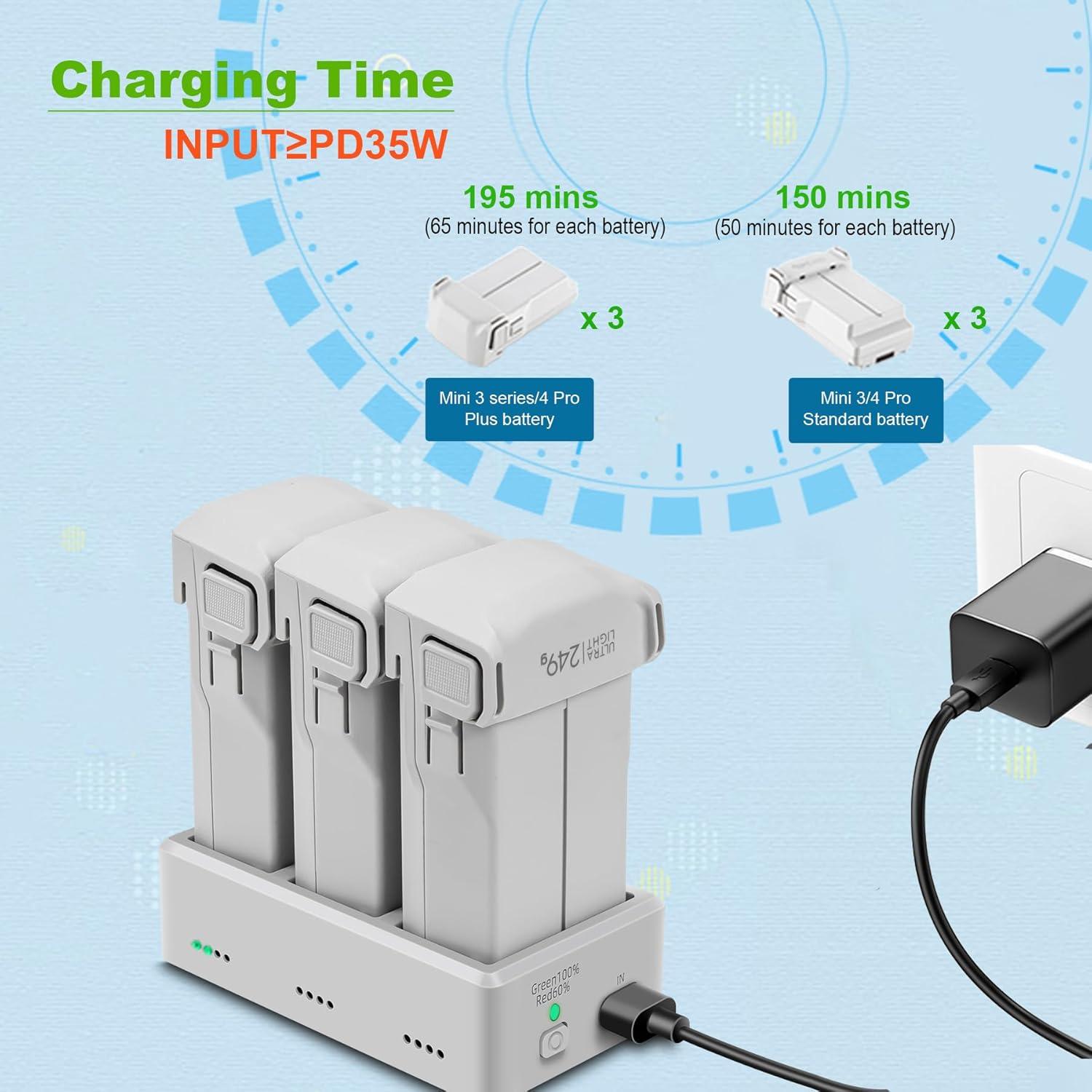 Hub de Carga Hanatora para DJI Mini 3/4 Pro - Carga 3 Baterías
