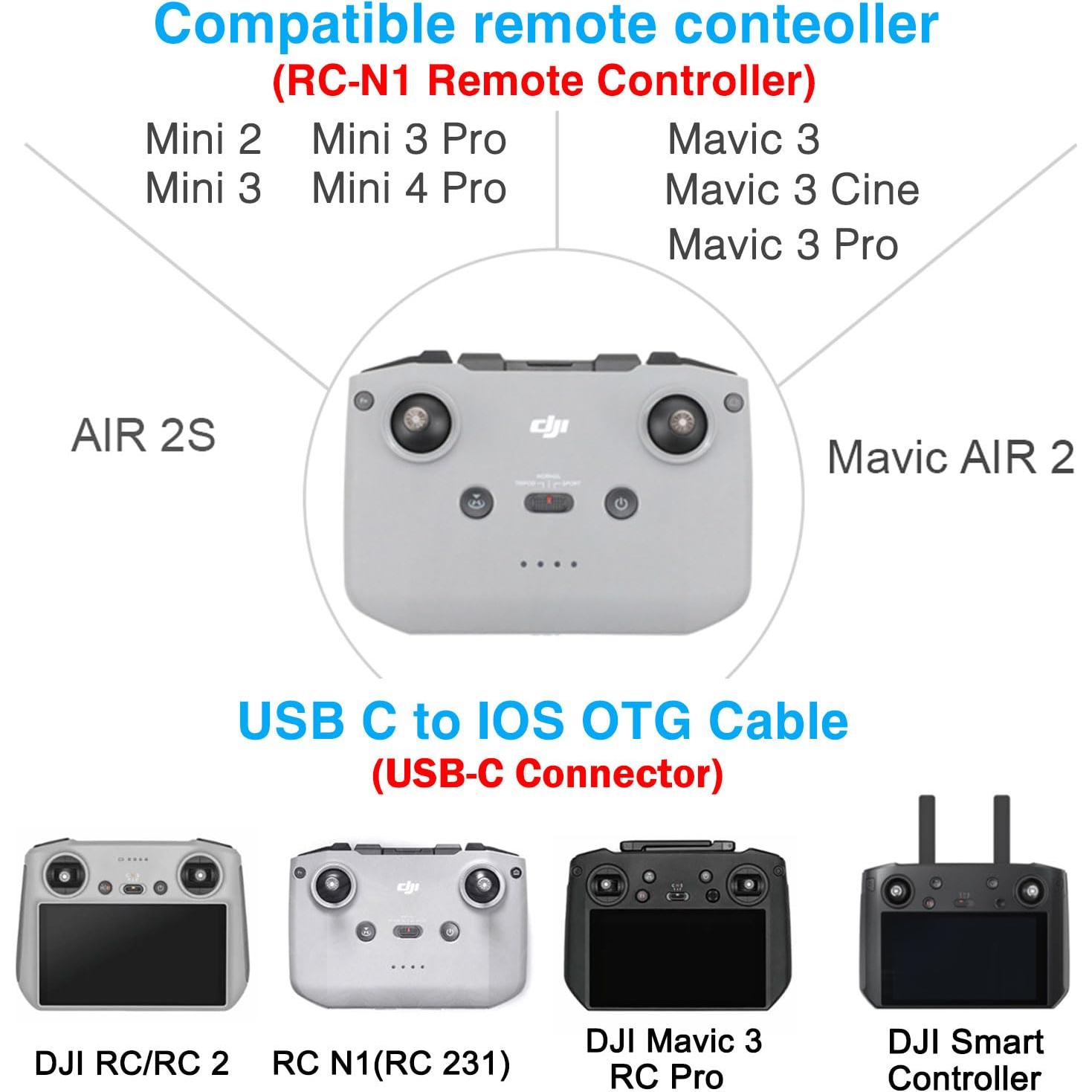 Cable USB C a iOS 15cm para Control Remoto DJI - DRSEOO