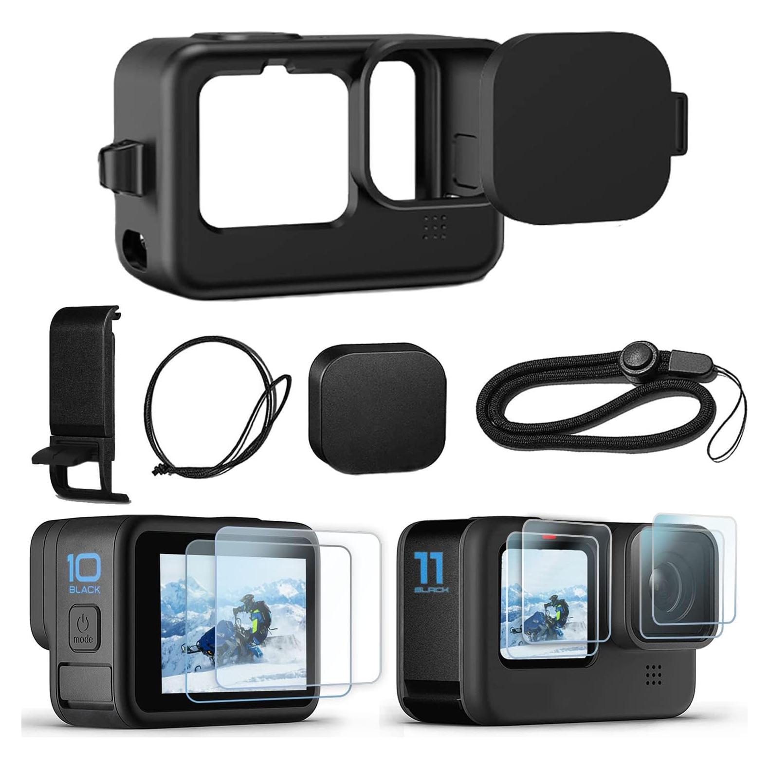 Kit de Accesorios OKFUN para GoPro Hero 12/11/10/9 - Funda Silicona y Protectores