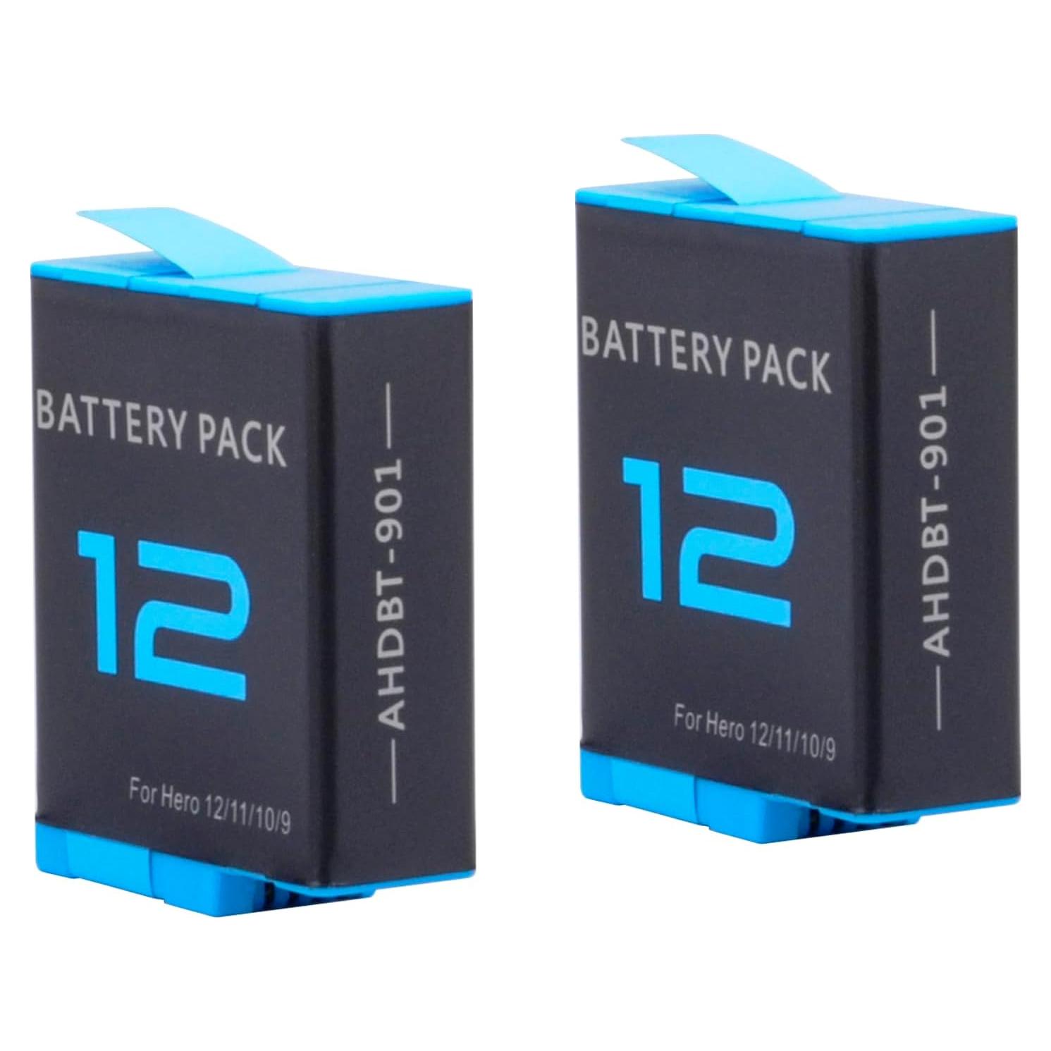 Paquete de 2 Baterías Hero 12 para GoPro 12/11/10/9 - Carga Rápida
